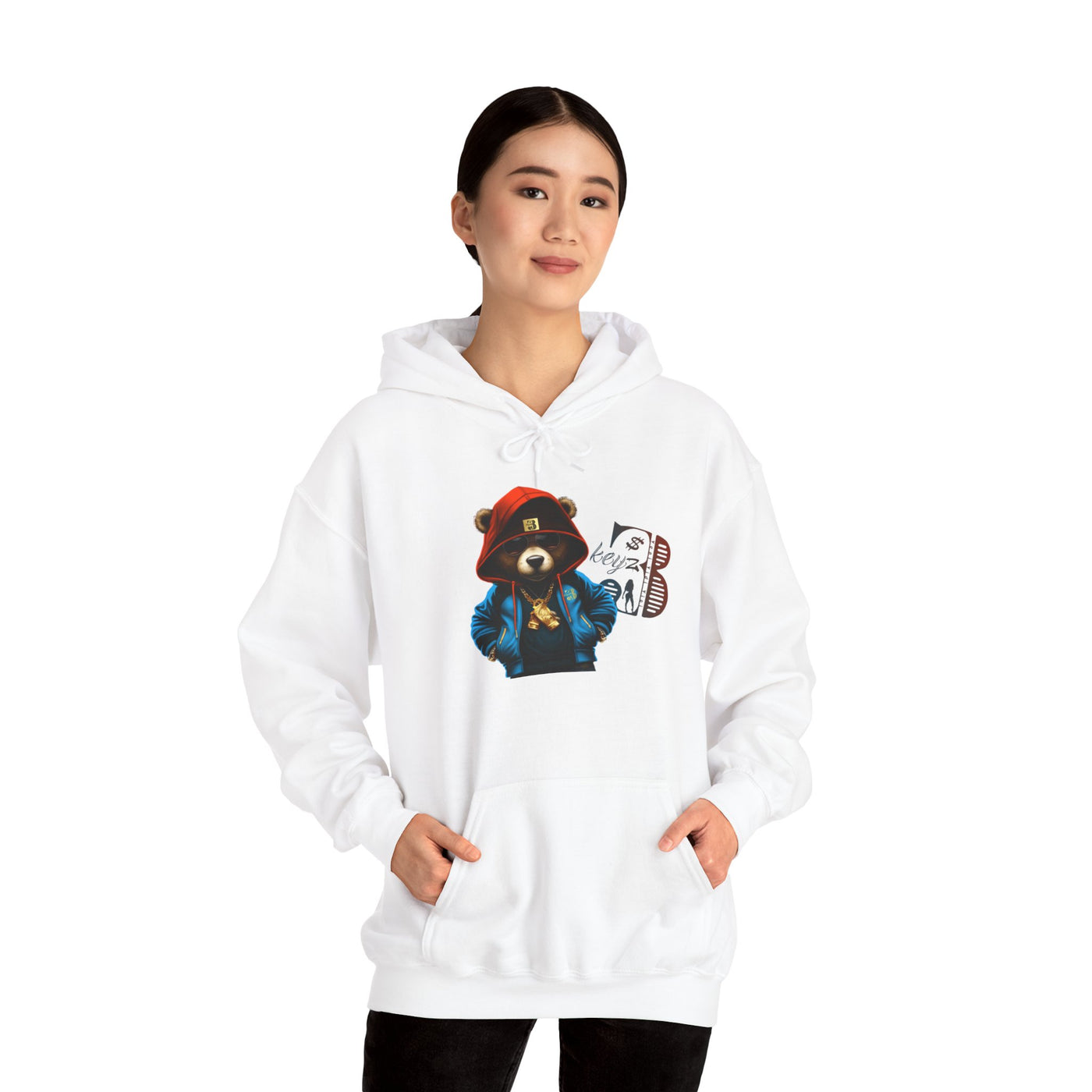 Unisex Hooded Sweatshirt 3keyz OG Teddy Drip Design Blue/Orange