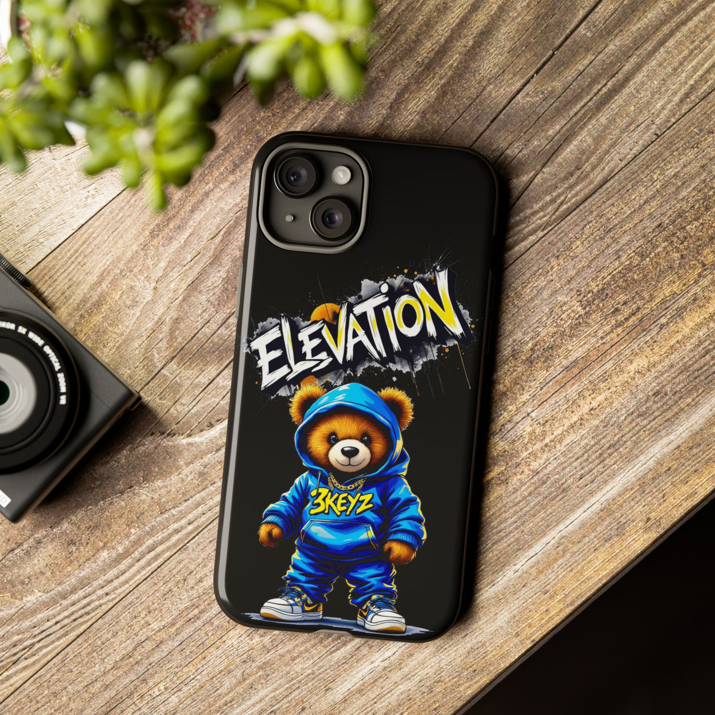 Elevated street drip Bear Black Phone Case - Tough and Trendy Design