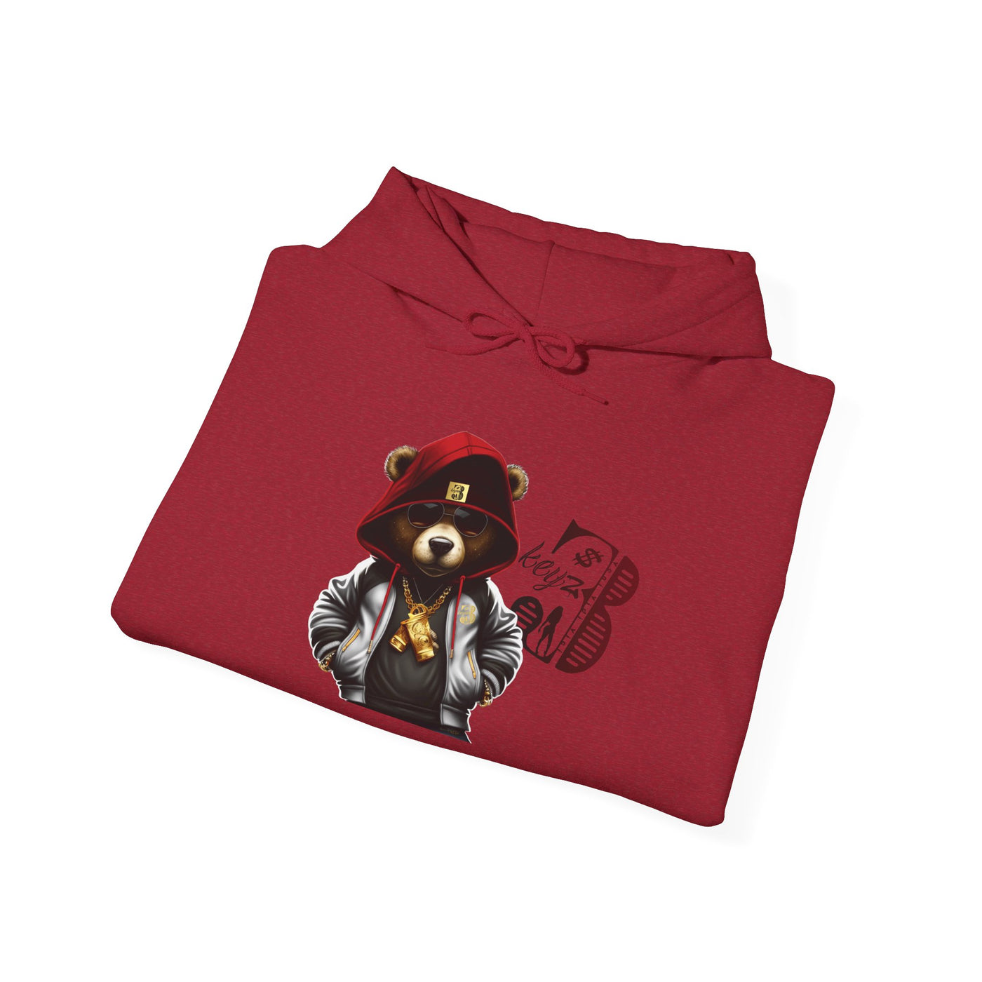 Unisex Hooded Sweatshirt 3keyz OG Teddy Drip Design Red/White