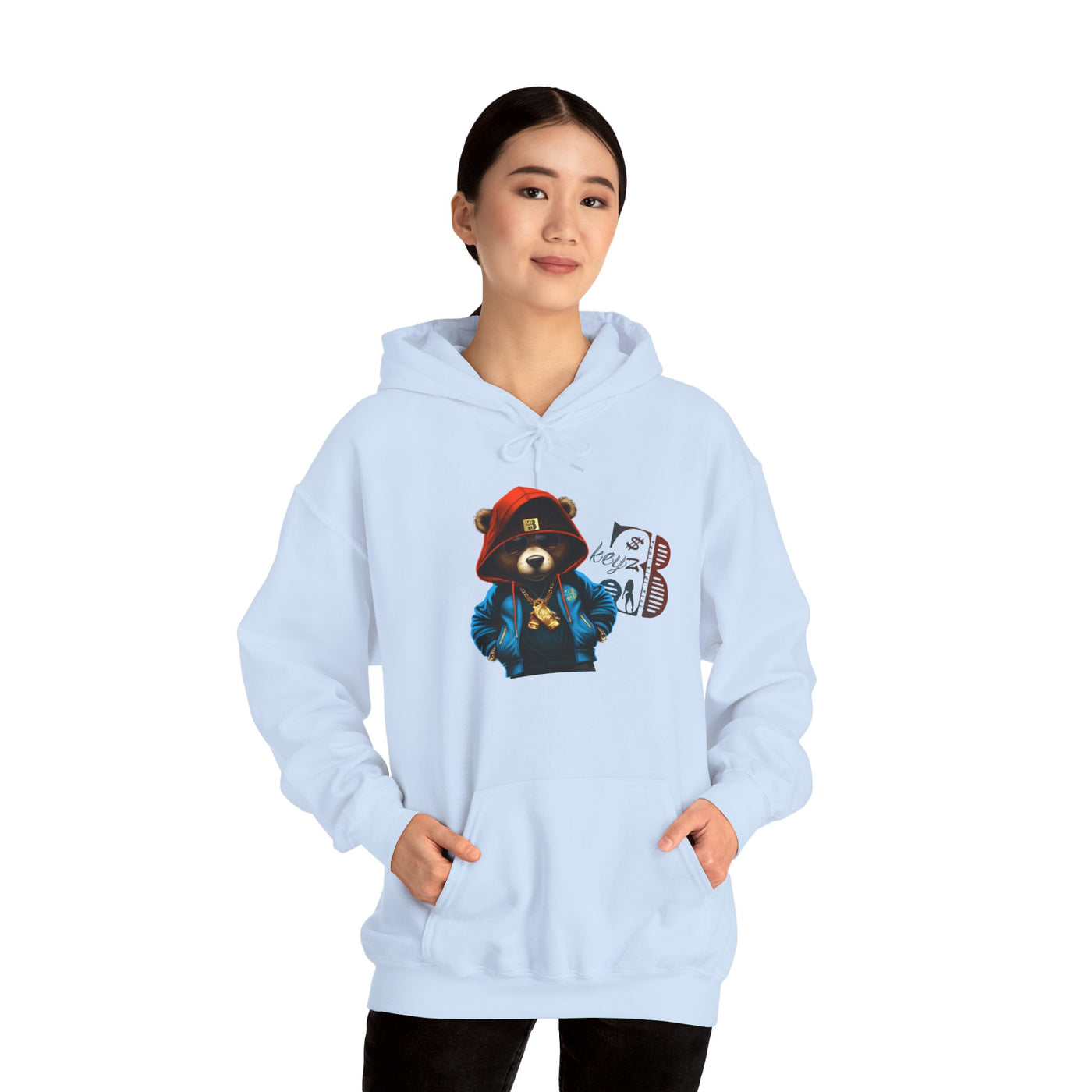 Unisex Hooded Sweatshirt 3keyz OG Teddy Drip Design Blue/Orange