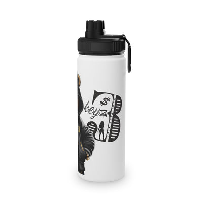 3keyz Cool Bear Black&Silver Stainless Steel Water Bottle with Sports Lid