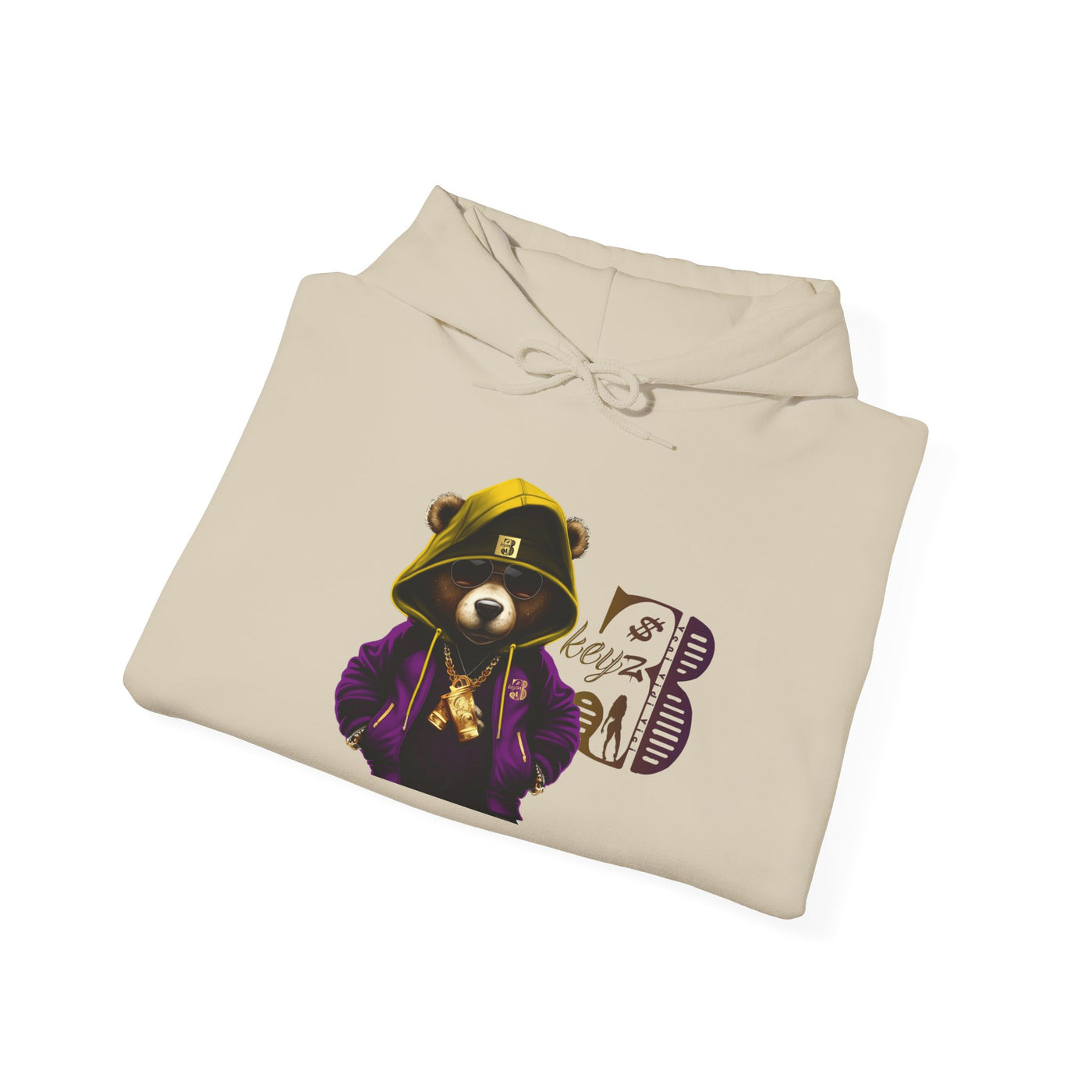 Unisex Hooded Sweatshirt 3keyz OG Teddy Drip Design Purple/Gold