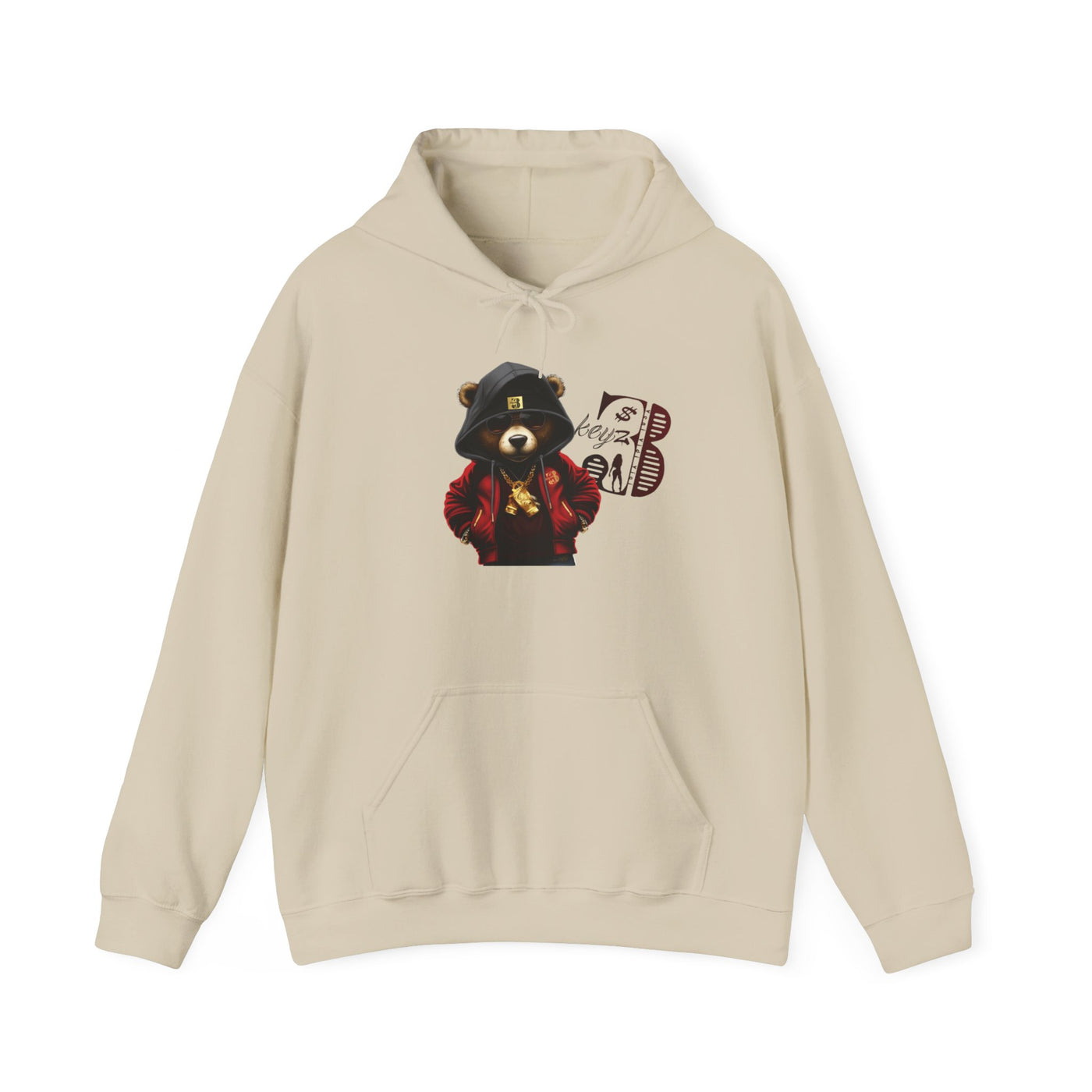 Unisex Hooded Sweatshirt 3keyz OG Teddy Drip Design Black/Red