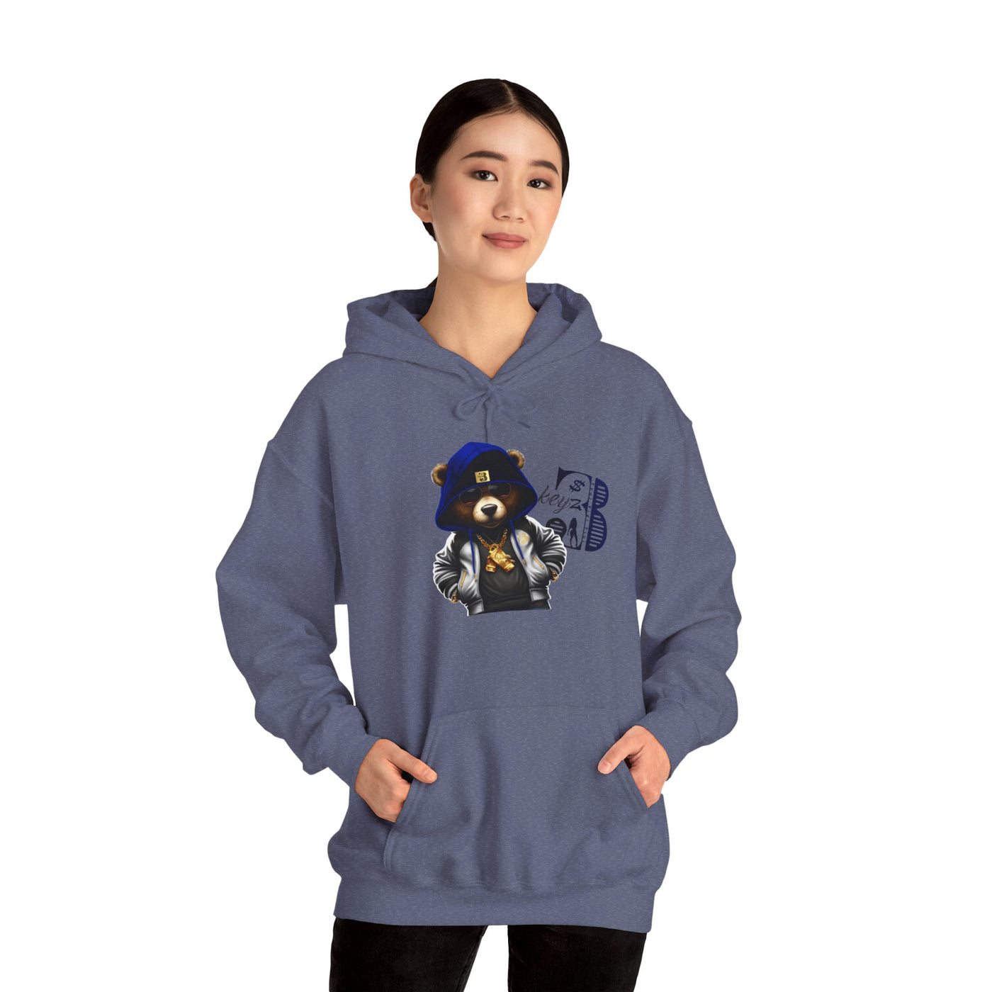 Unisex Hooded Sweatshirt 3keyz OG Teddy Drip Design Blue/Grey