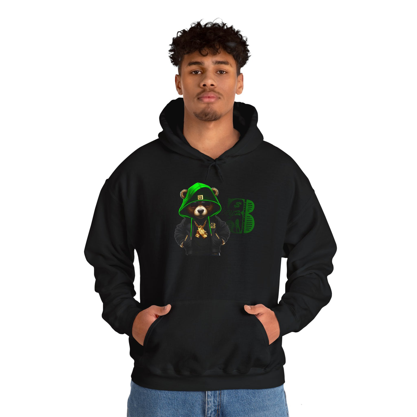 Unisex Hooded Sweatshirt 3keyz OG Teddy Drip Design Lime/Black