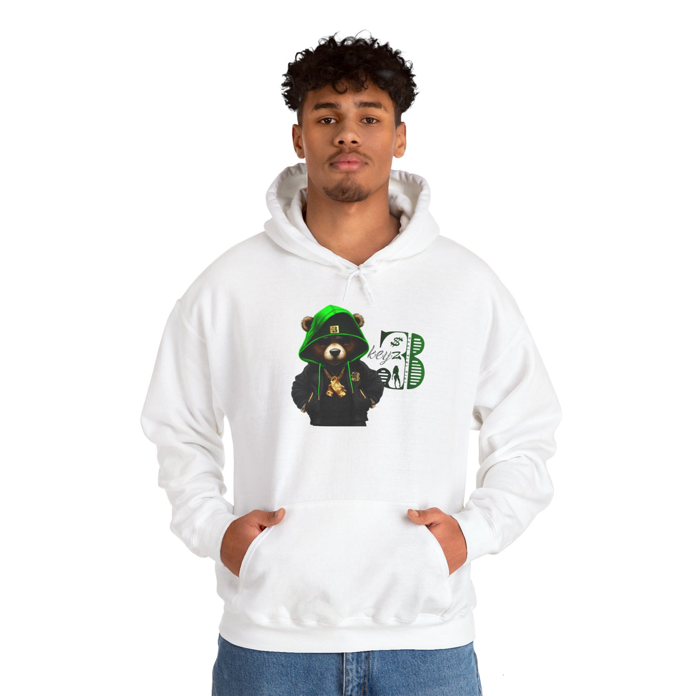 Unisex Hooded Sweatshirt 3keyz OG Teddy Drip Design Lime/Black