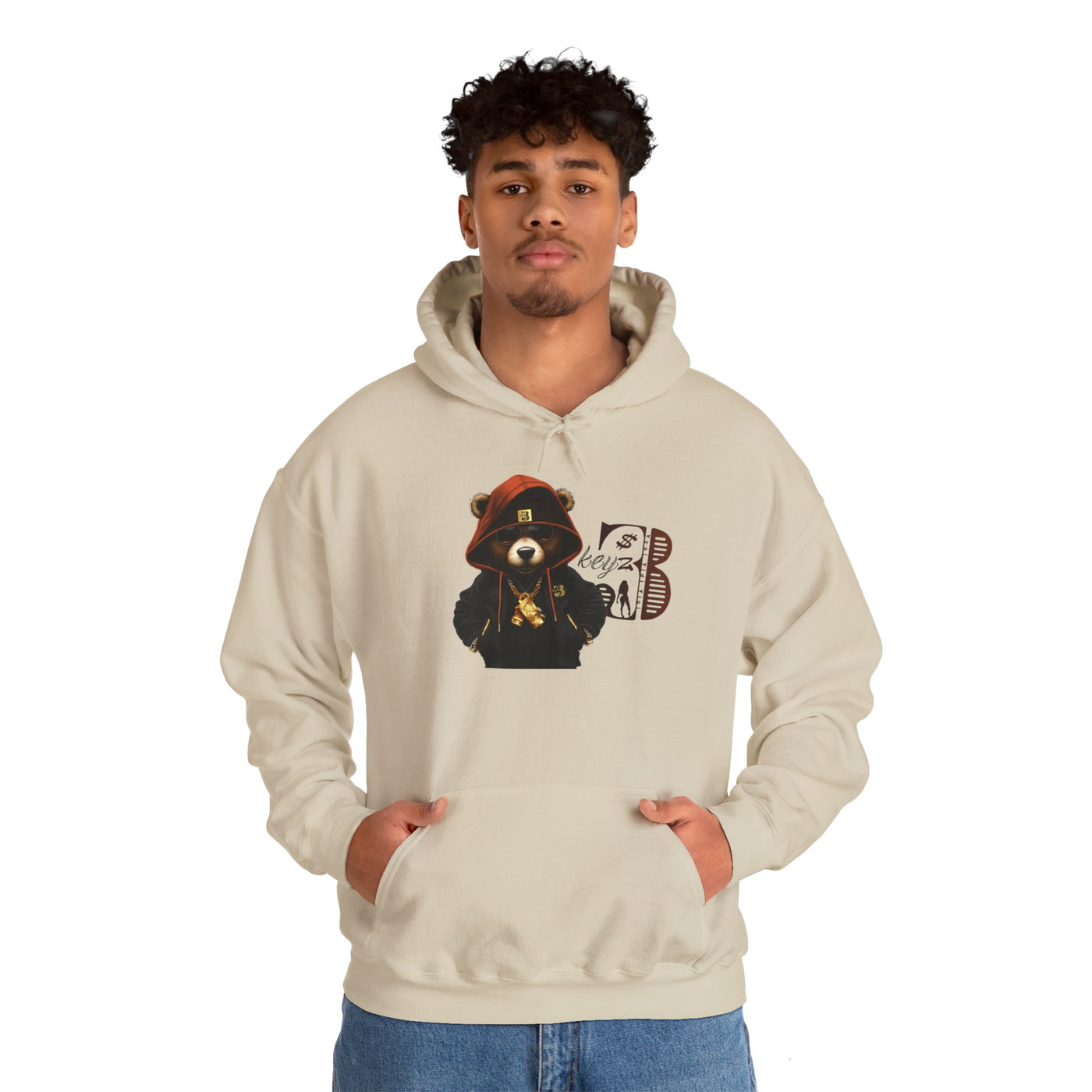 Unisex Hooded Sweatshirt 3keyz OG Teddy Drip Design Orange/Black