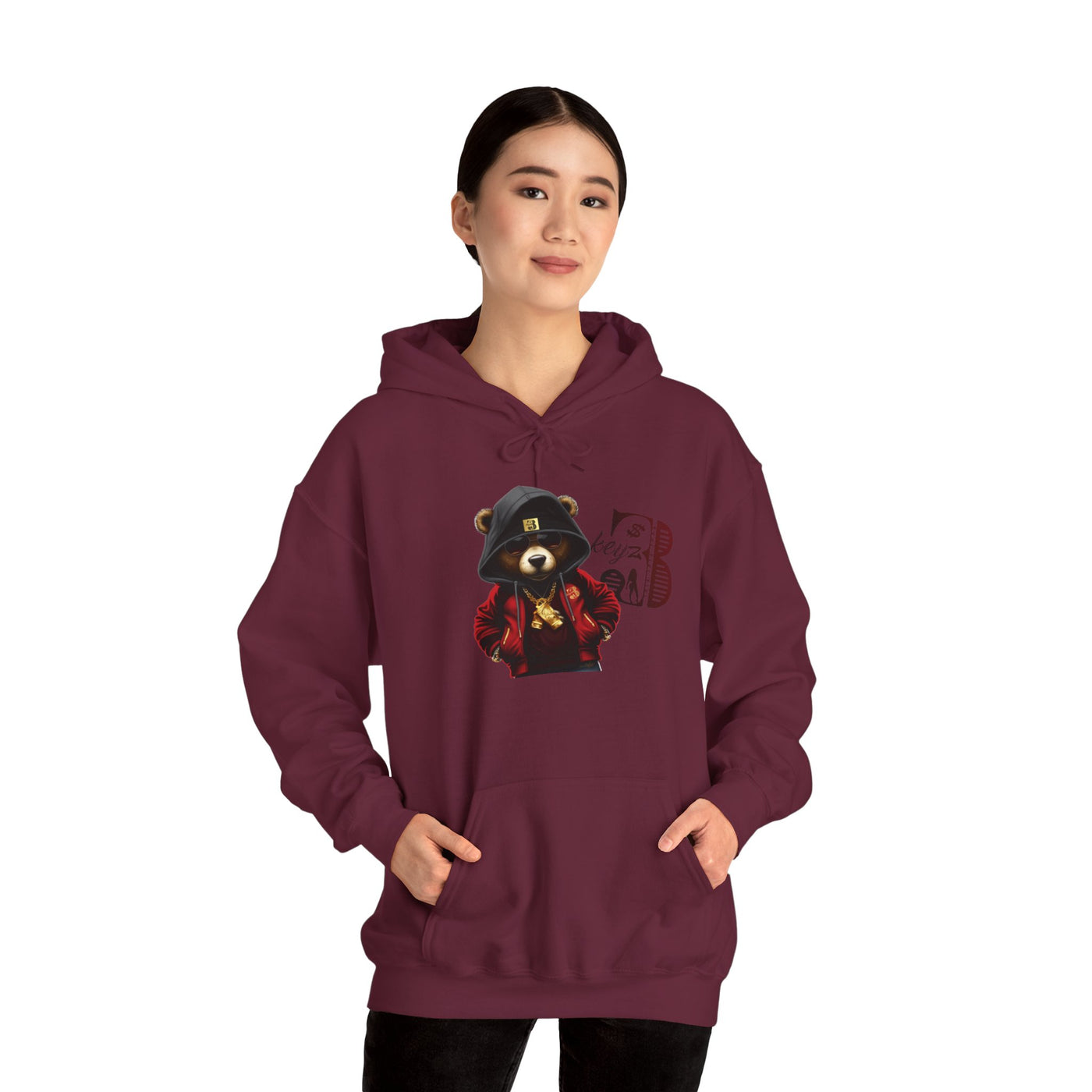 Unisex Hooded Sweatshirt 3keyz OG Teddy Drip Design Black/Red