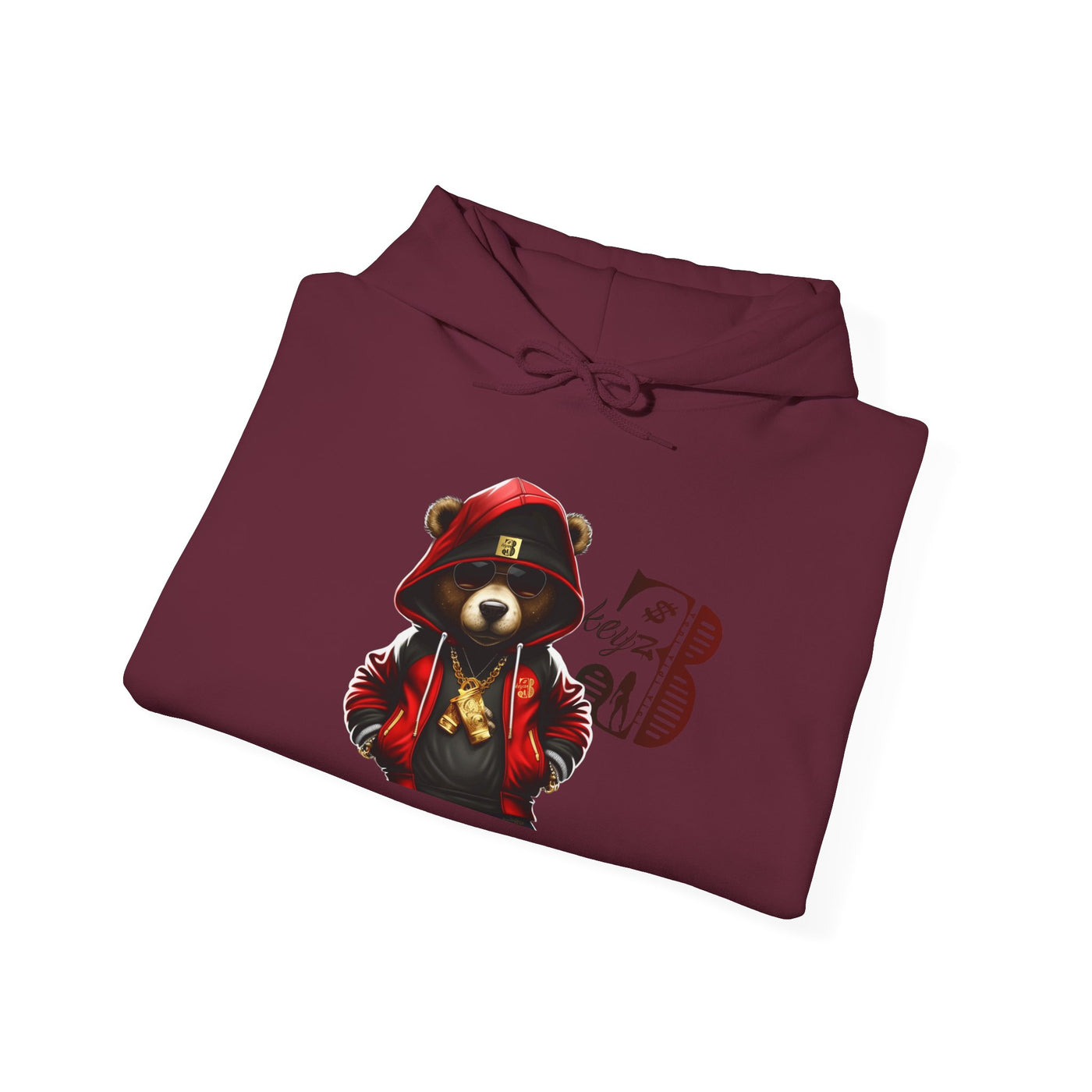 Unisex Hooded Sweatshirt 3keyz OG Teddy Drip Design Red/Black