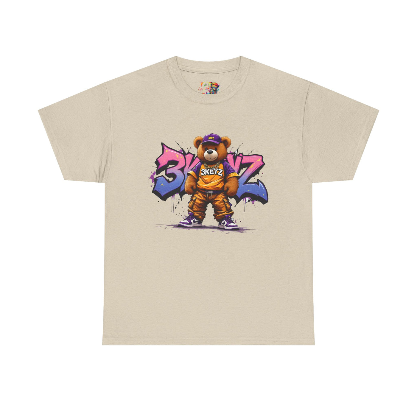 Teddy Drip Unisex Tee in Pink and Purple