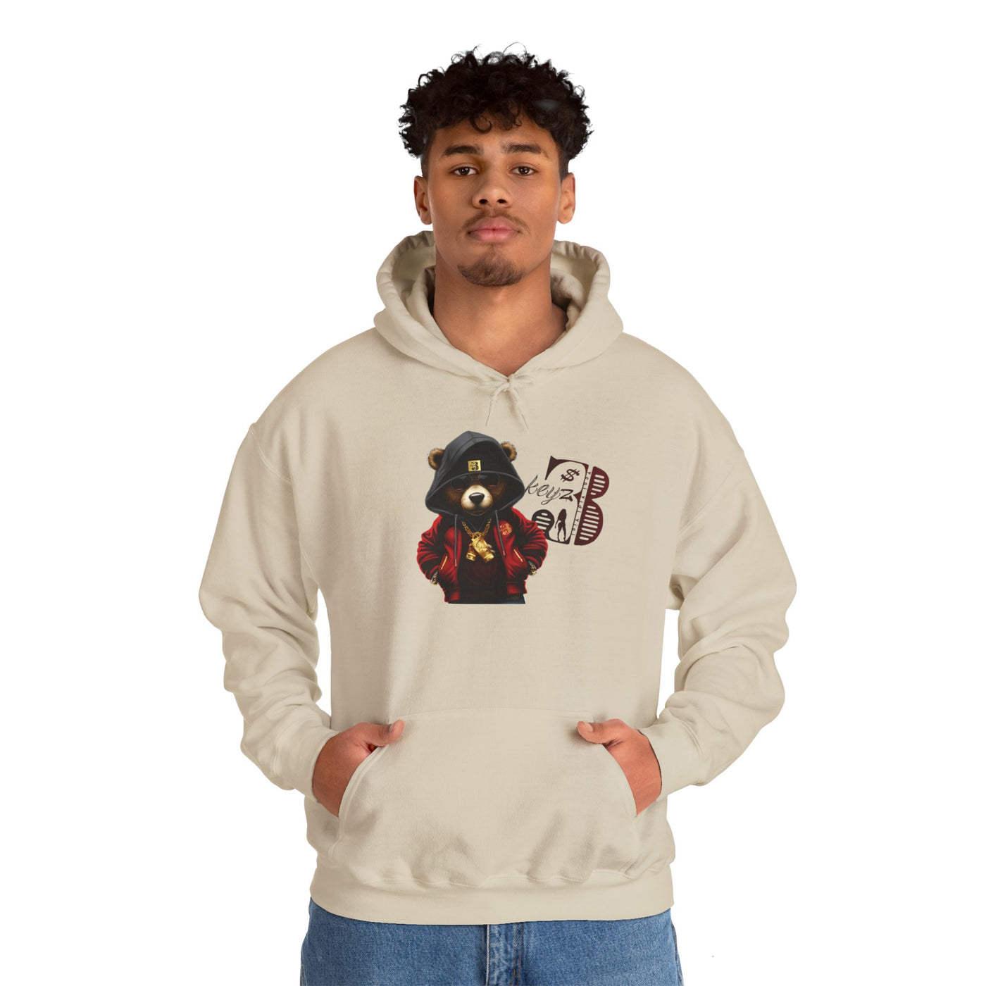 Unisex Hooded Sweatshirt 3keyz OG Teddy Drip Design Black/Red