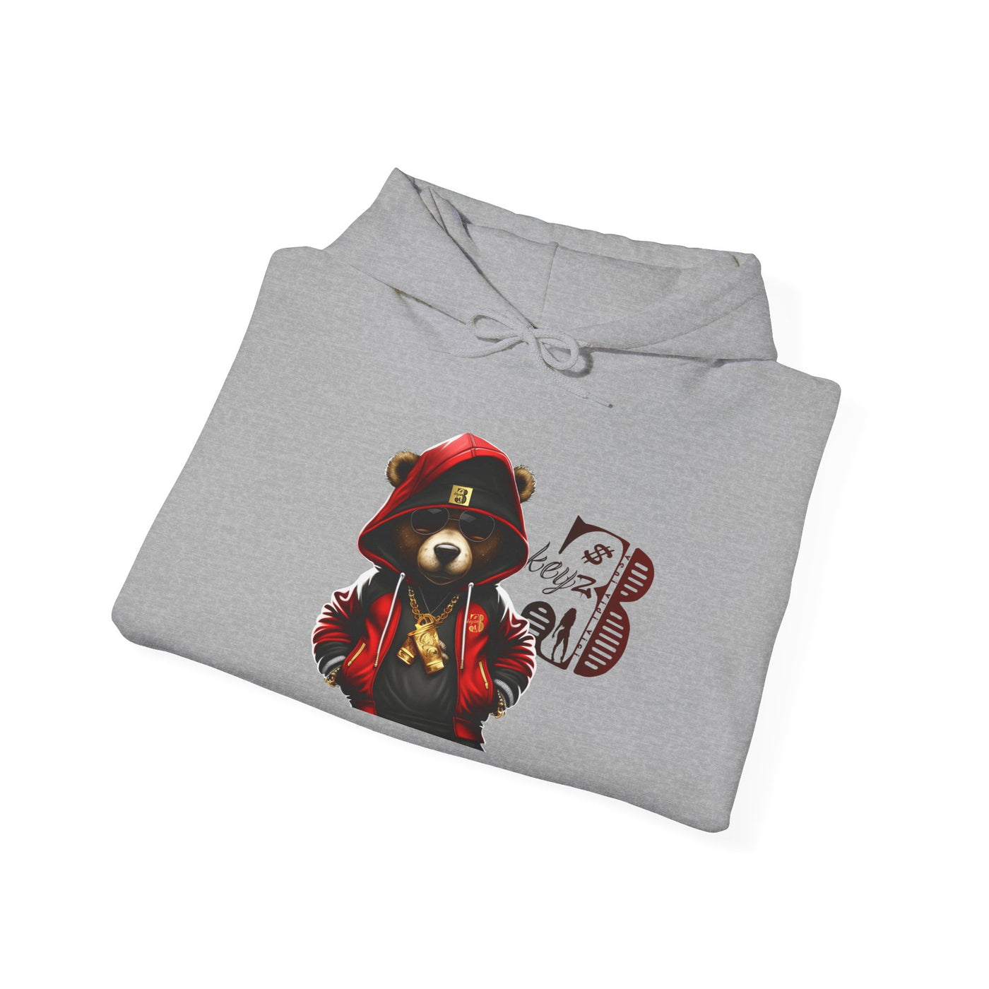Unisex Hooded Sweatshirt 3keyz OG Teddy Drip Design Red/Black