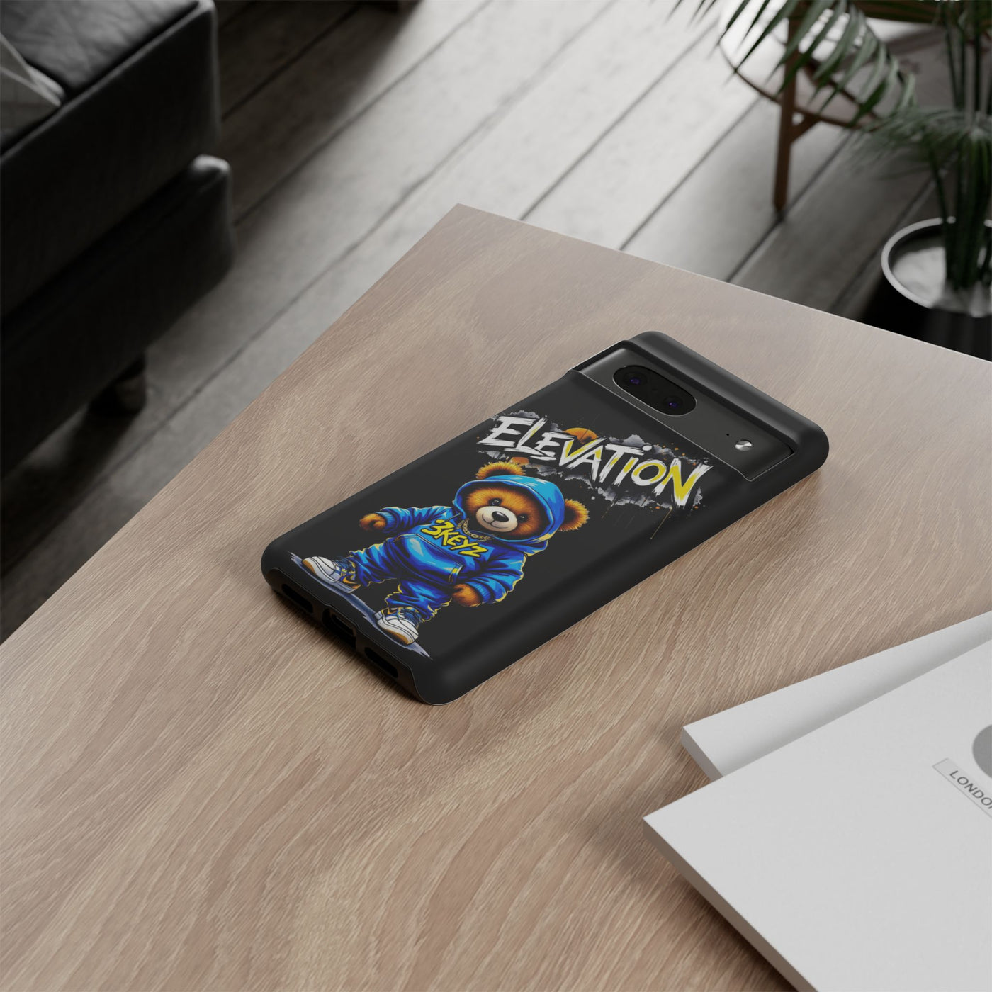 Elevated street drip Bear Black Phone Case - Tough and Trendy Design