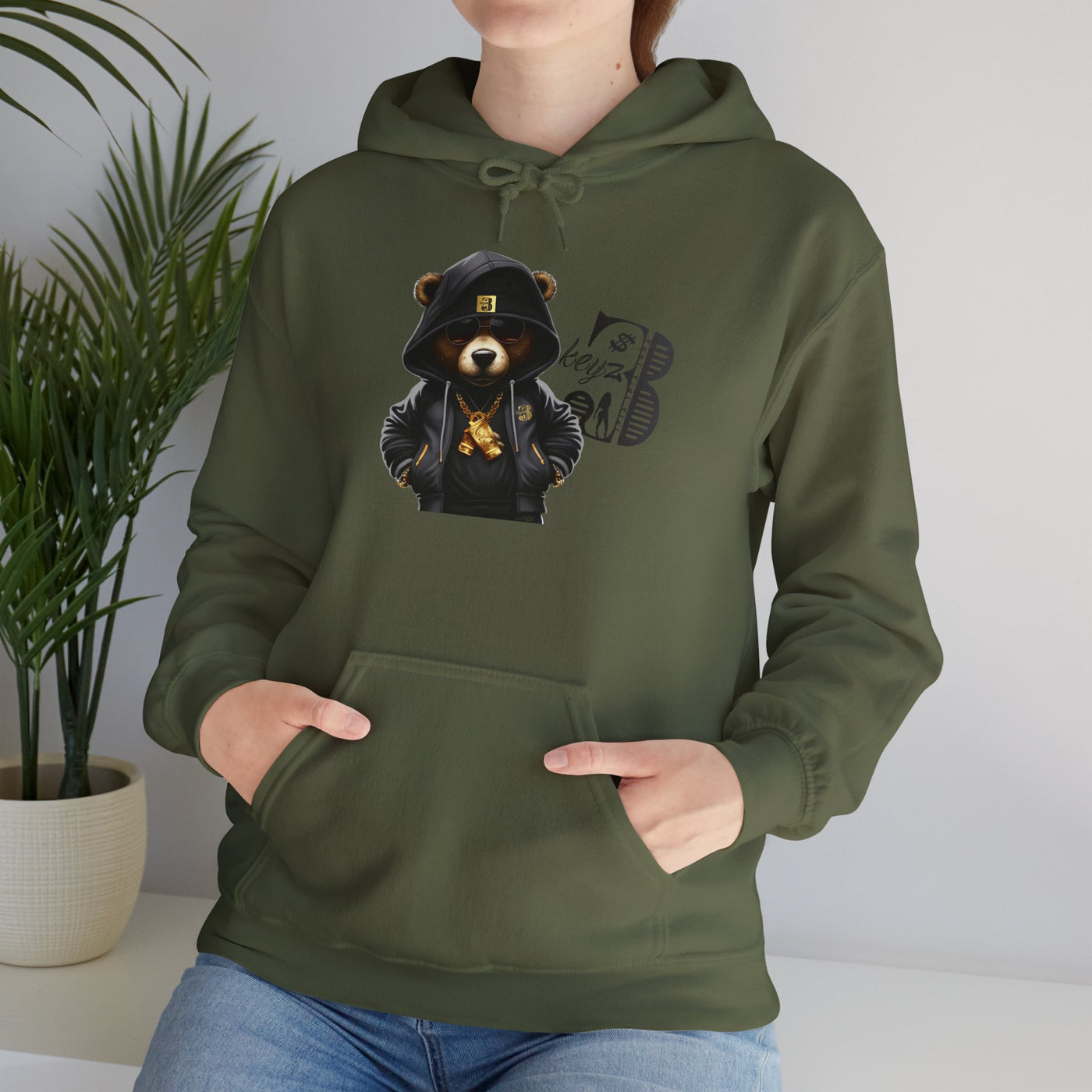 Unisex Hooded Sweatshirt 3keyz OG Teddy Drip Design Grey