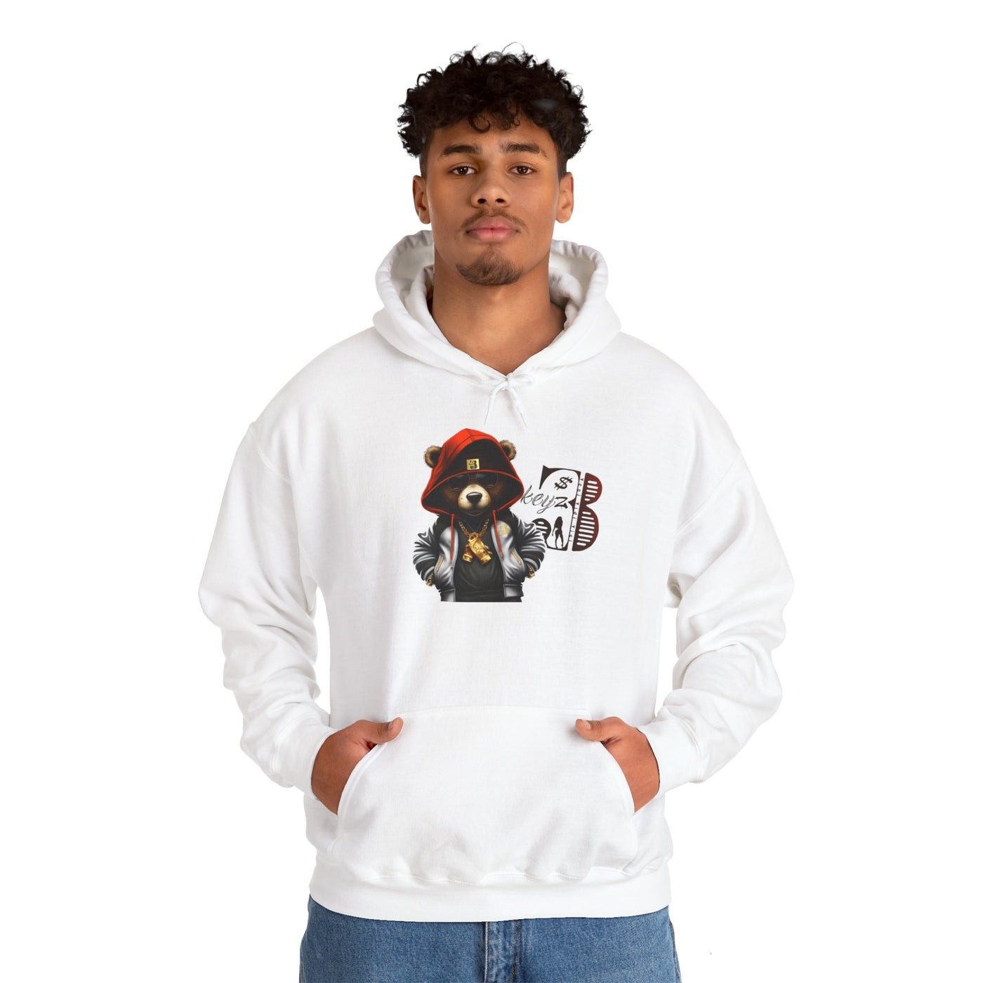 Unisex Hooded Sweatshirt 3keyz OG Teddy Drip Design Orange/White