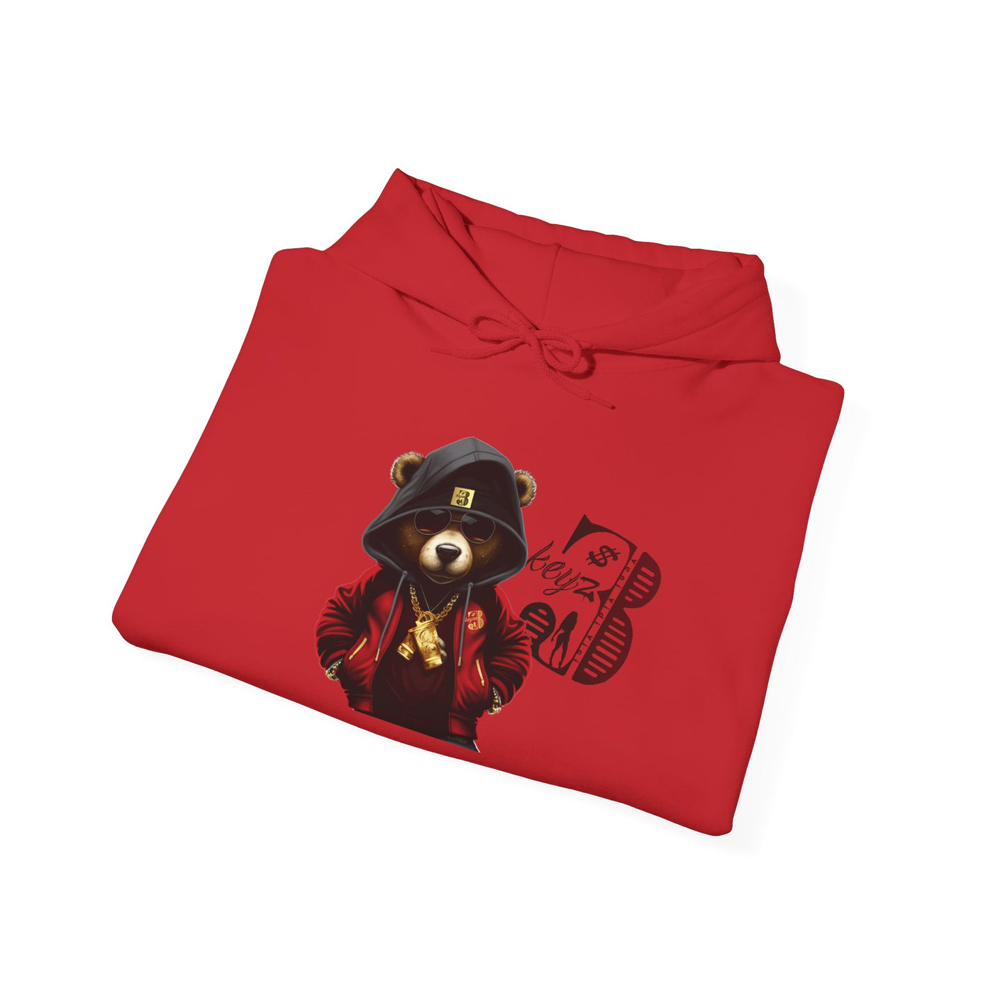 Unisex Hooded Sweatshirt 3keyz OG Teddy Drip Design Black/Red