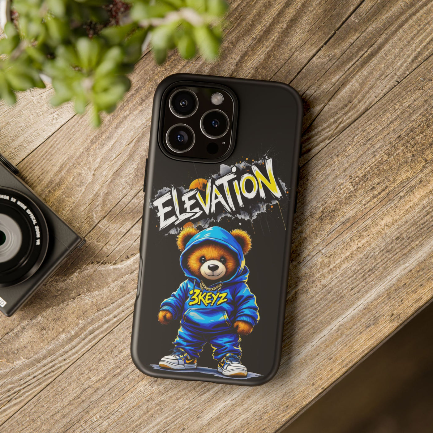 Elevated street drip Bear Black Phone Case - Tough and Trendy Design
