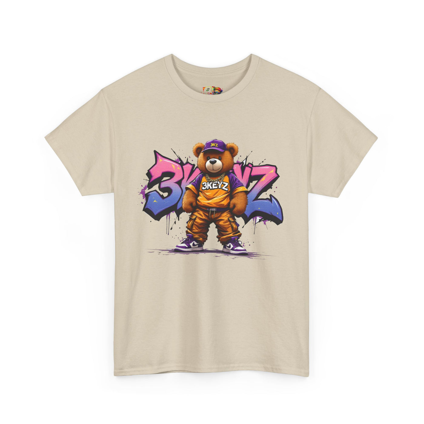 Teddy Drip Unisex Tee in Pink and Purple