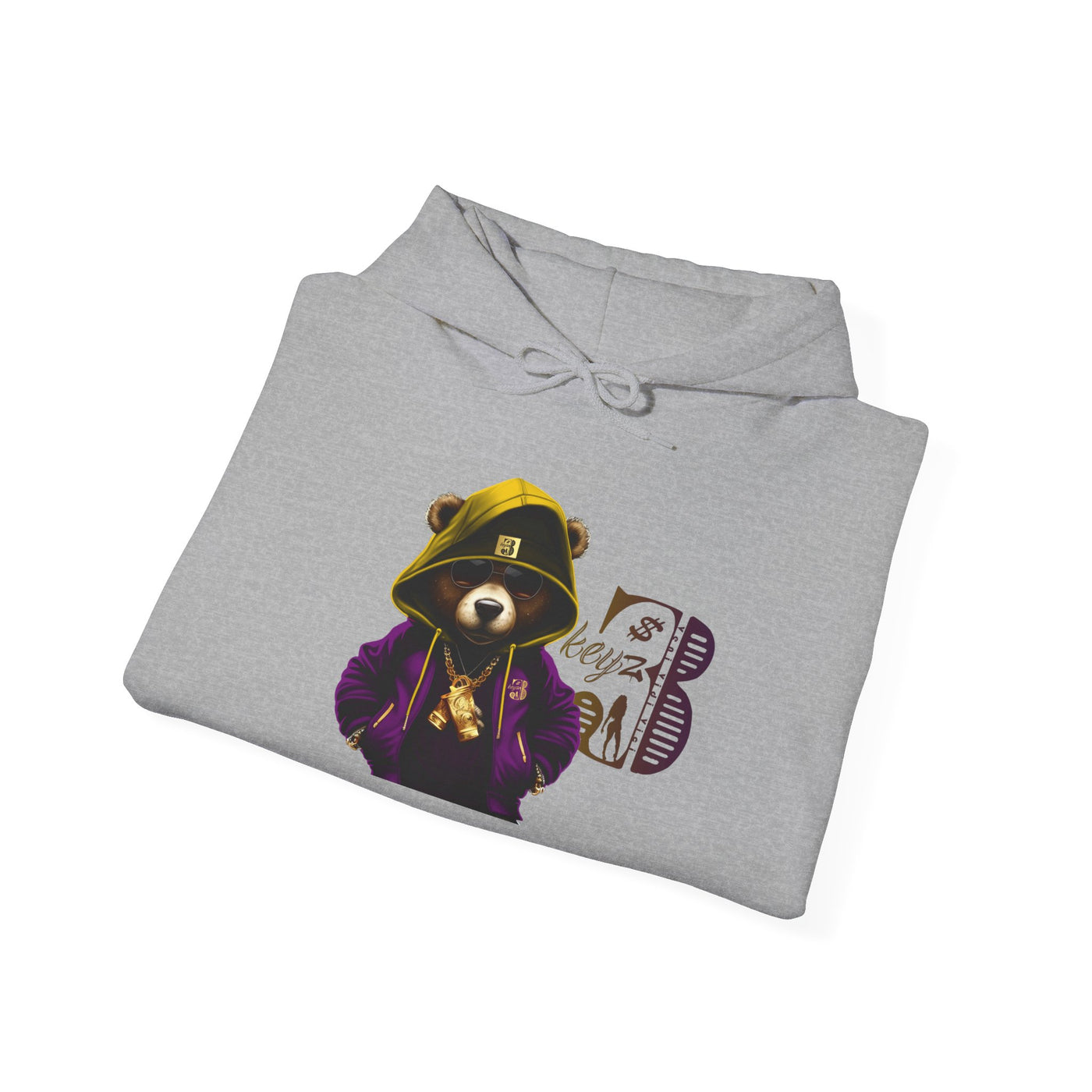 Unisex Hooded Sweatshirt 3keyz OG Teddy Drip Design Purple/Gold