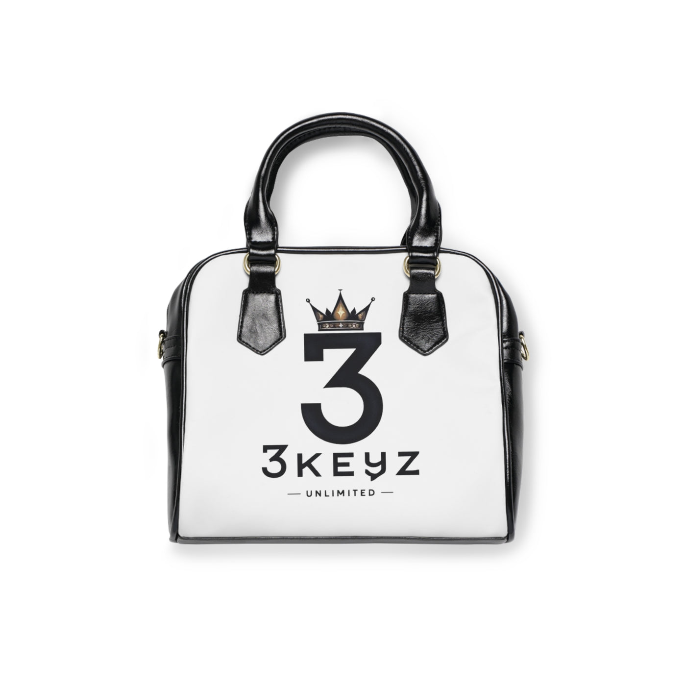 3Keyz Crown Shoulder Handbag — Logo Canvas Satchel for Everyday Chic