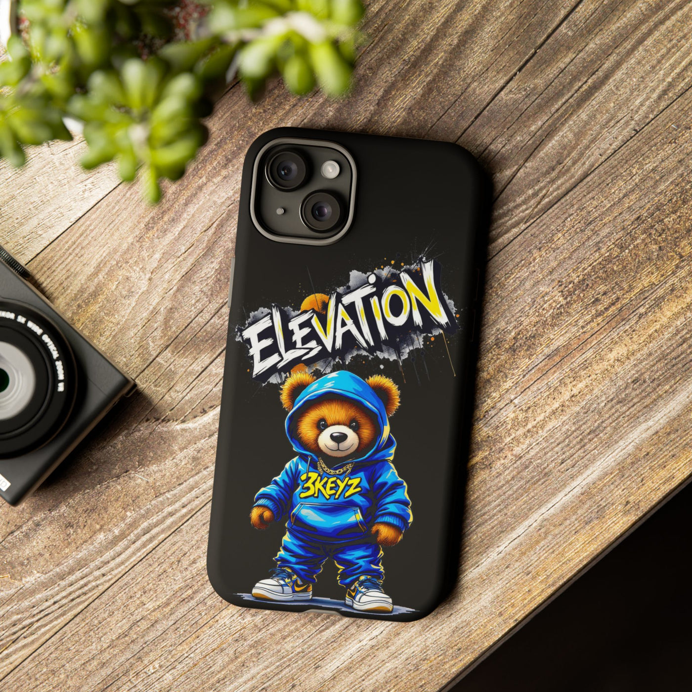 Elevated street drip Bear Black Phone Case - Tough and Trendy Design