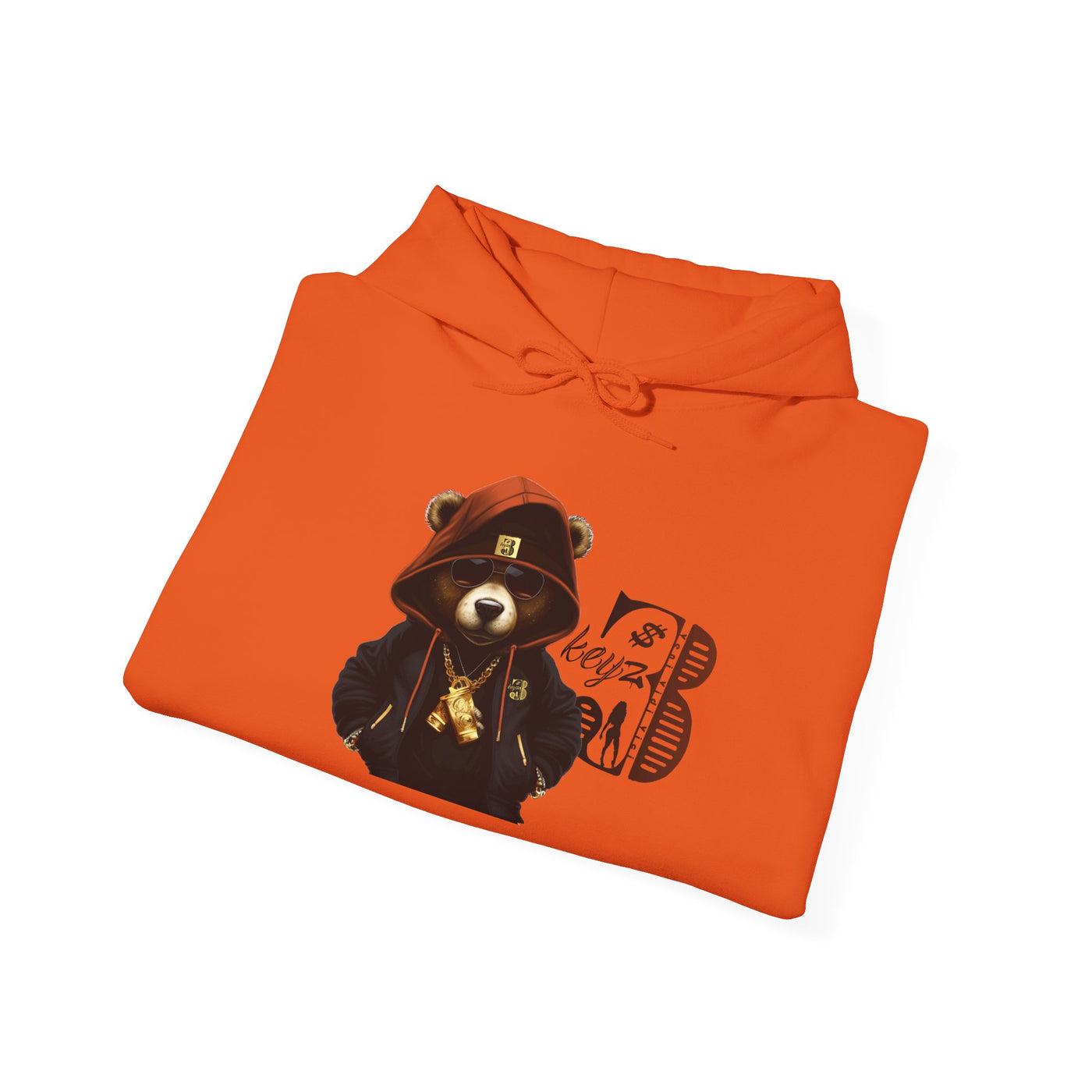 Unisex Hooded Sweatshirt 3keyz OG Teddy Drip Design Orange/Black