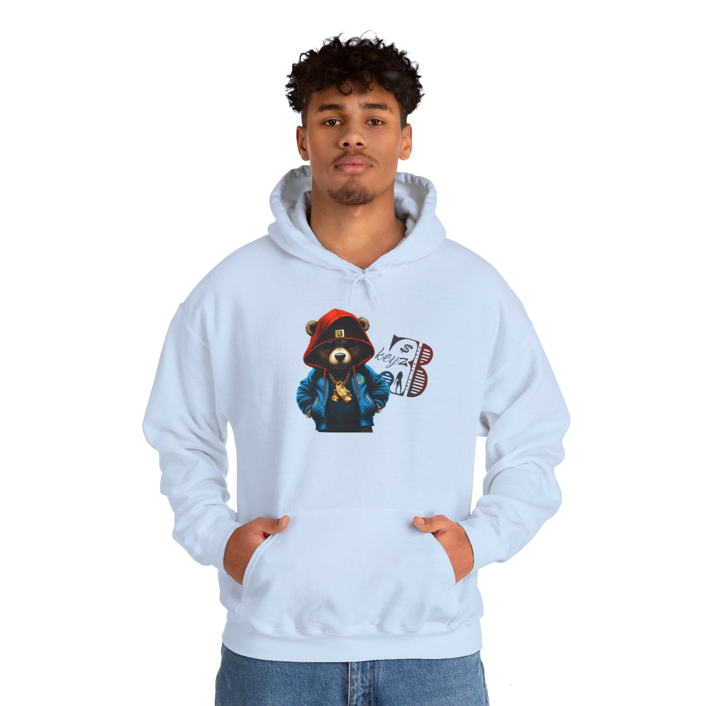Unisex Hooded Sweatshirt 3keyz OG Teddy Drip Design Blue/Orange