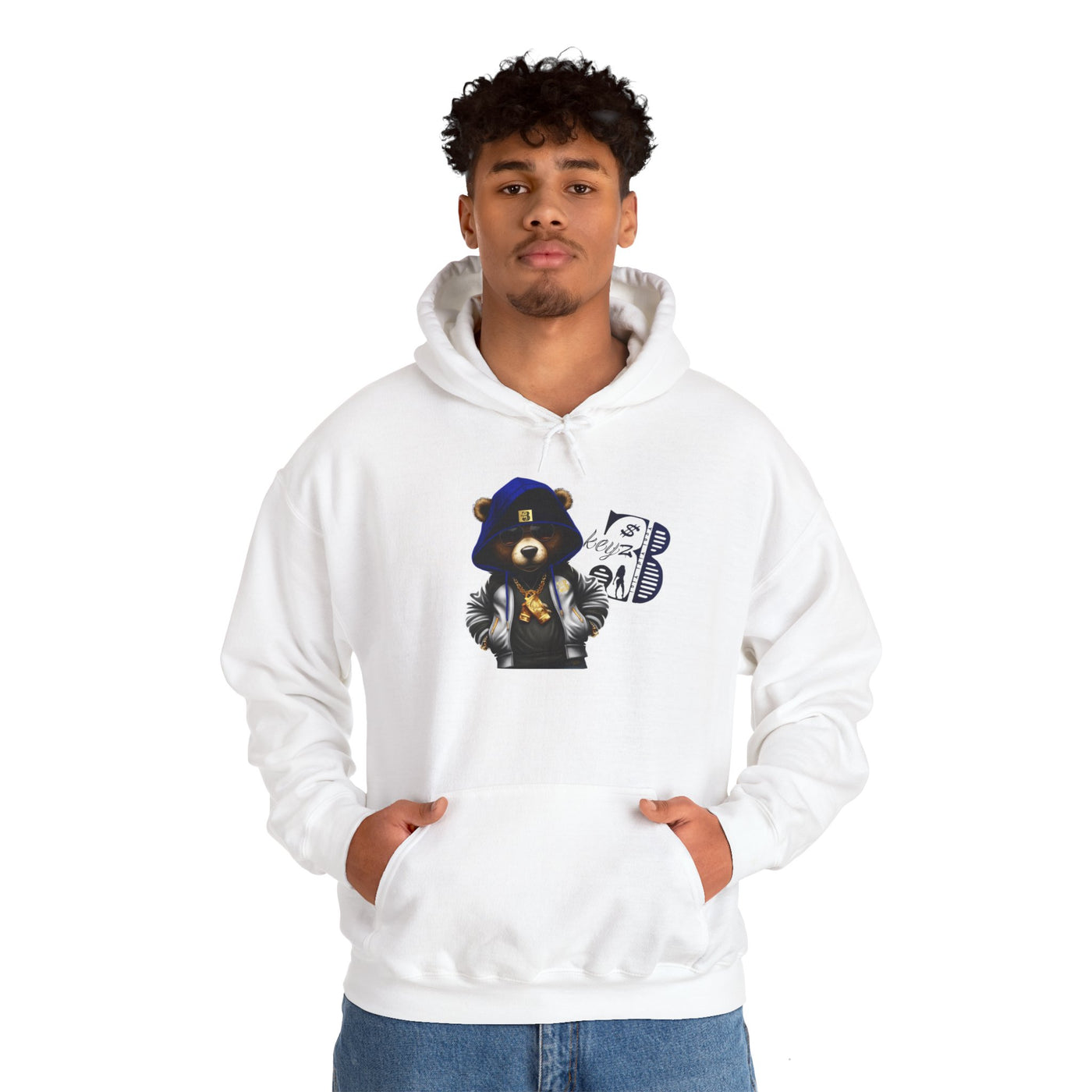 Unisex Hooded Sweatshirt 3keyz OG Teddy Drip Design Blue/Grey
