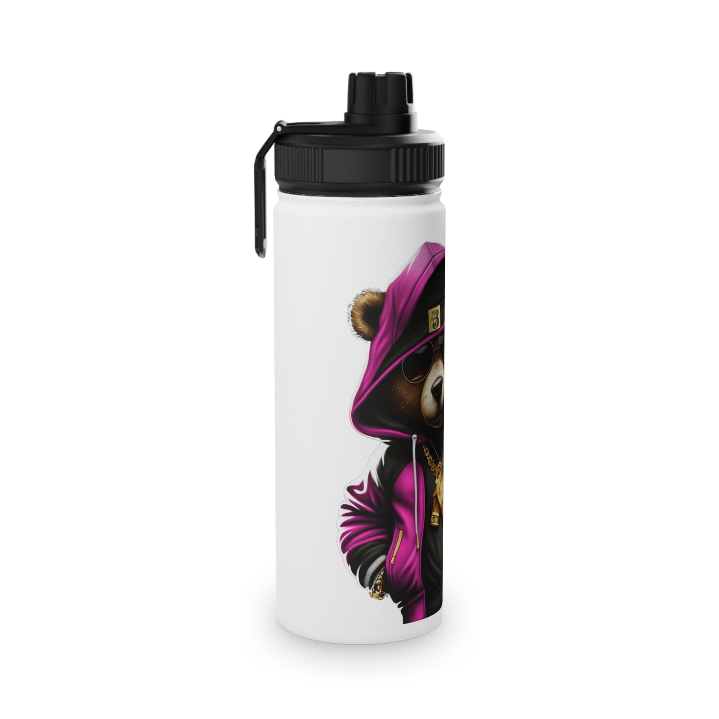 3keyz Cool Bear Pink Stainless Steel Water Bottle with Sports Lid