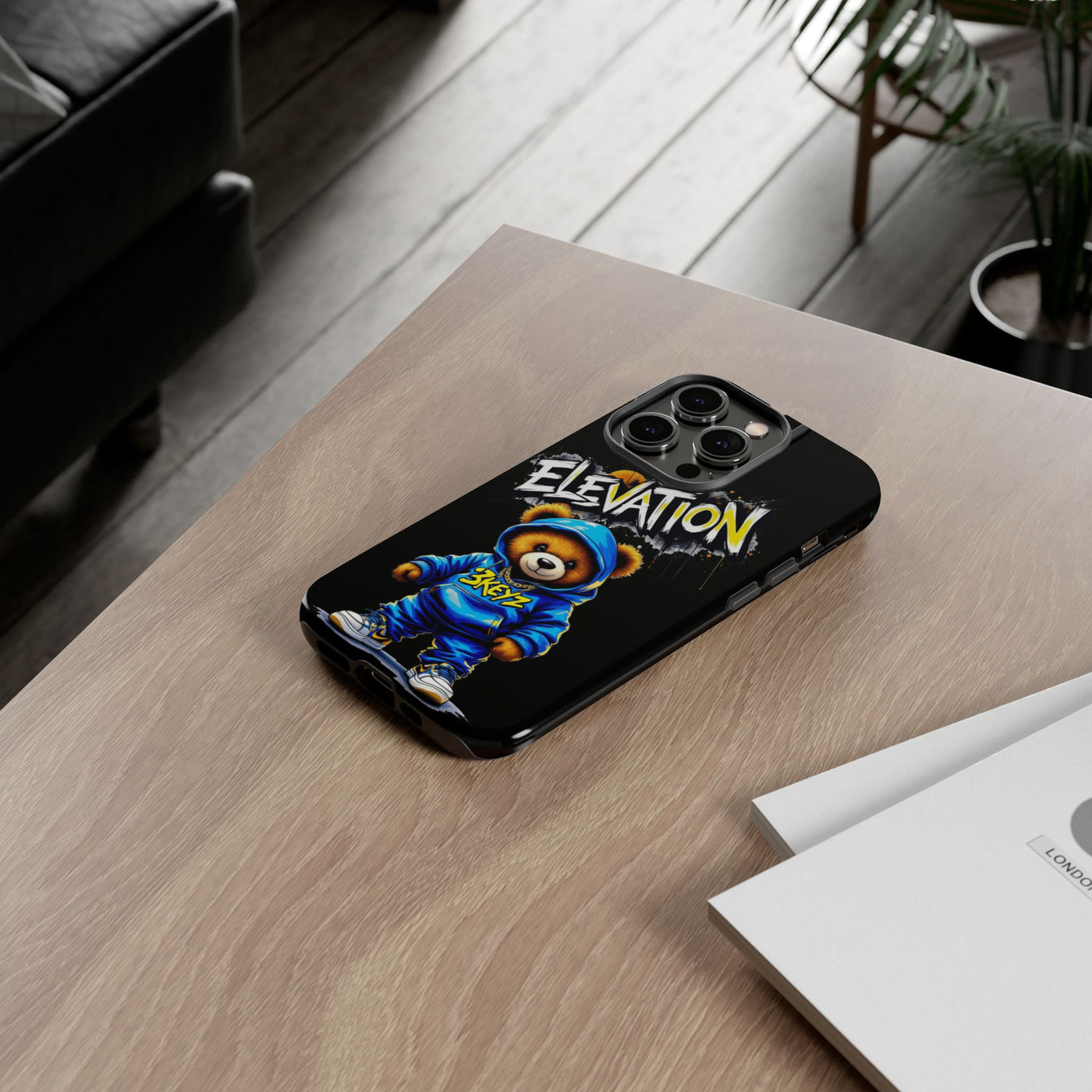 Elevated street drip Bear Black Phone Case - Tough and Trendy Design
