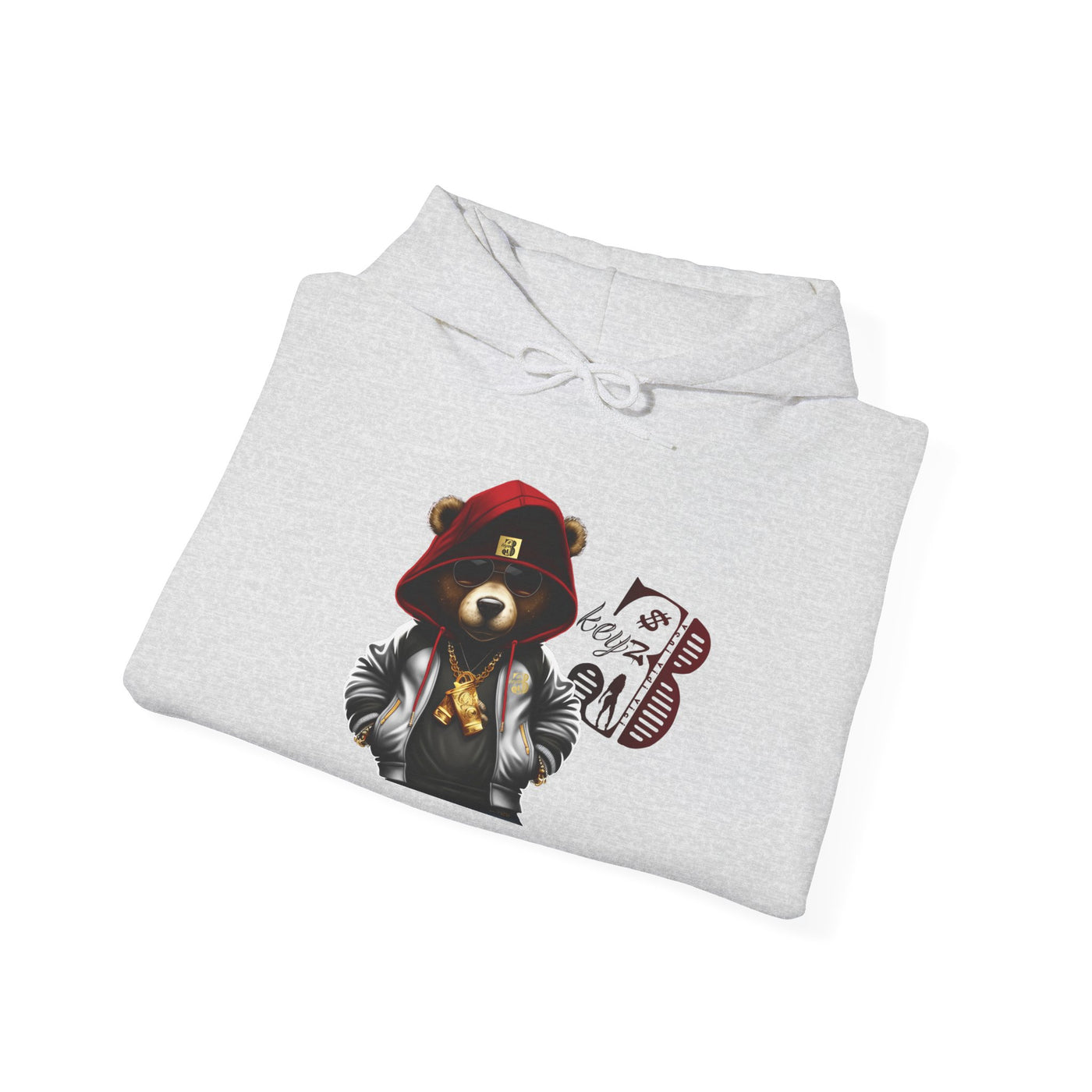 Unisex Hooded Sweatshirt 3keyz OG Teddy Drip Design Red/White