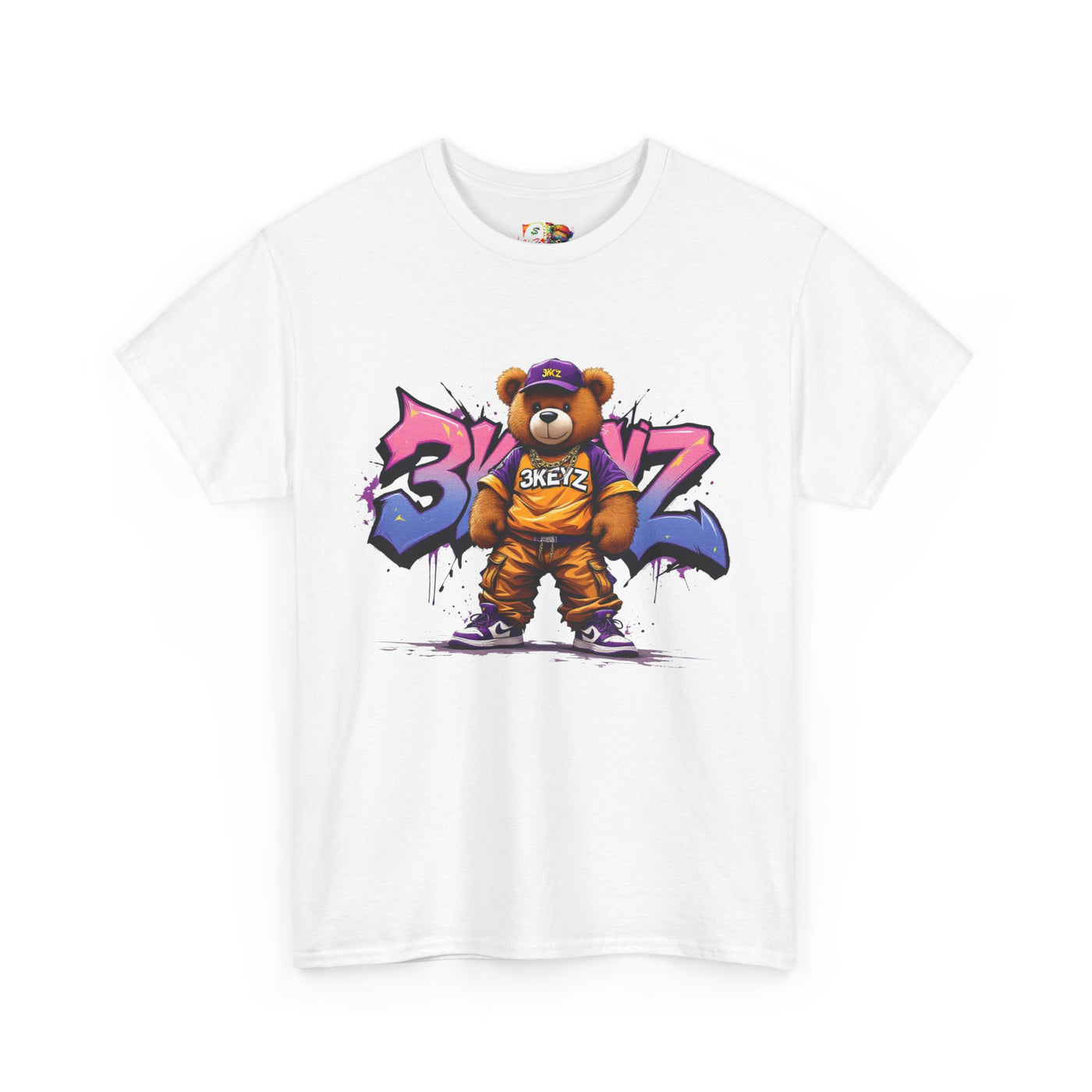 Teddy Drip Unisex Tee in Pink and Purple