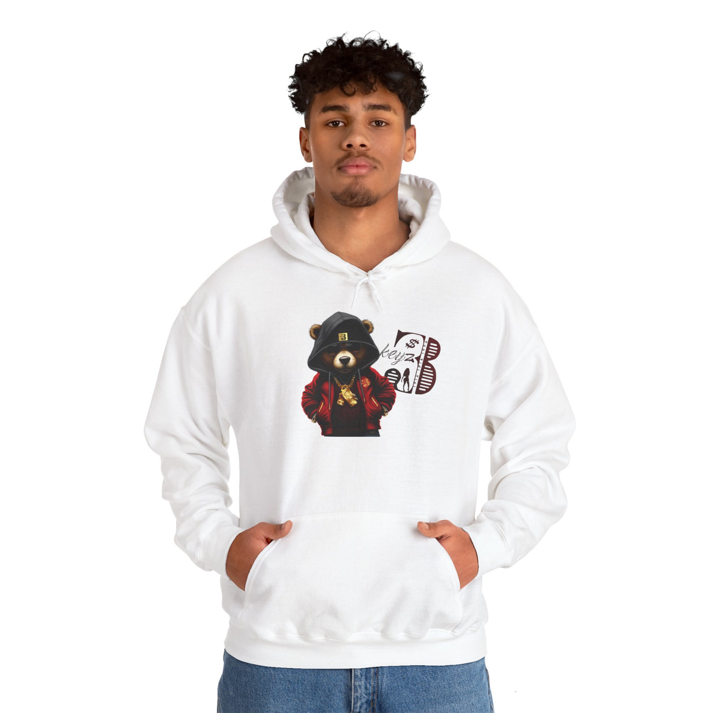 Unisex Hooded Sweatshirt 3keyz OG Teddy Drip Design Black/Red