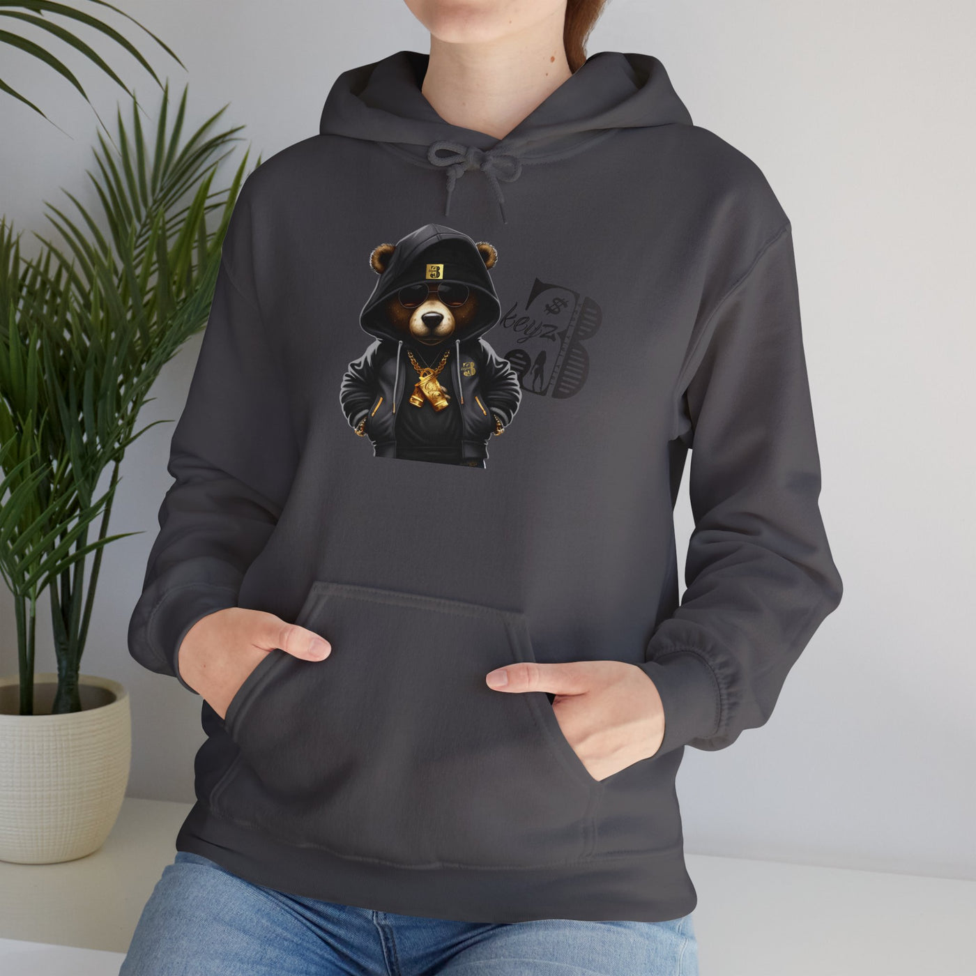 Unisex Hooded Sweatshirt 3keyz OG Teddy Drip Design Grey