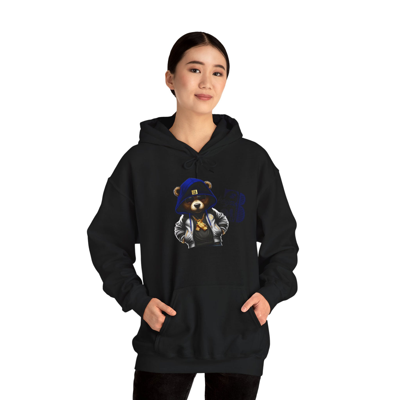 Unisex Hooded Sweatshirt 3keyz OG Teddy Drip Design Blue/Grey