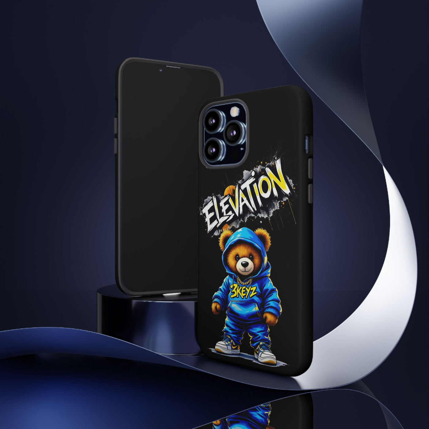 Elevated street drip Bear Black Phone Case - Tough and Trendy Design