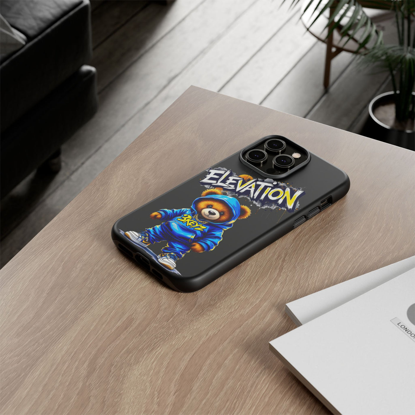 Elevated street drip Bear Black Phone Case - Tough and Trendy Design