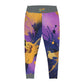 Yoga Leggings - Purple and Gold Paint Splatter Design