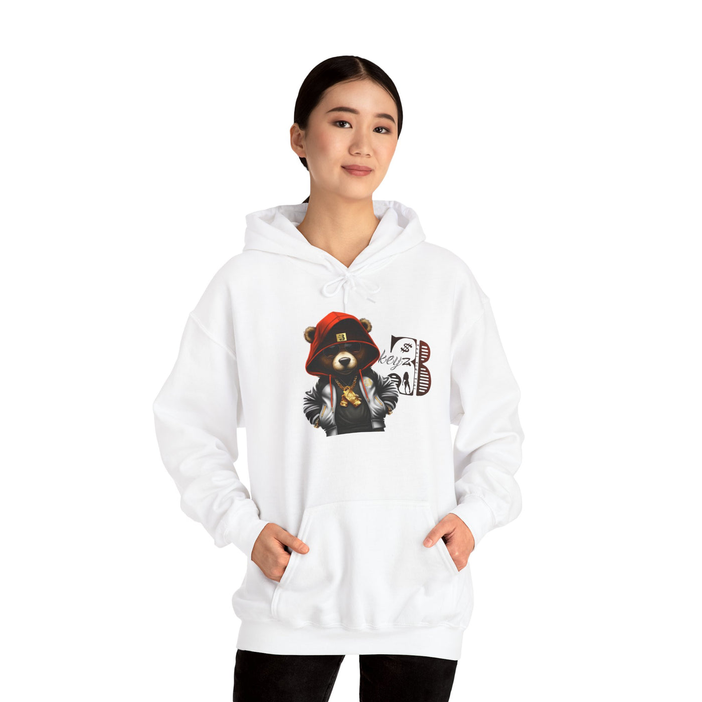 Unisex Hooded Sweatshirt 3keyz OG Teddy Drip Design Orange/White