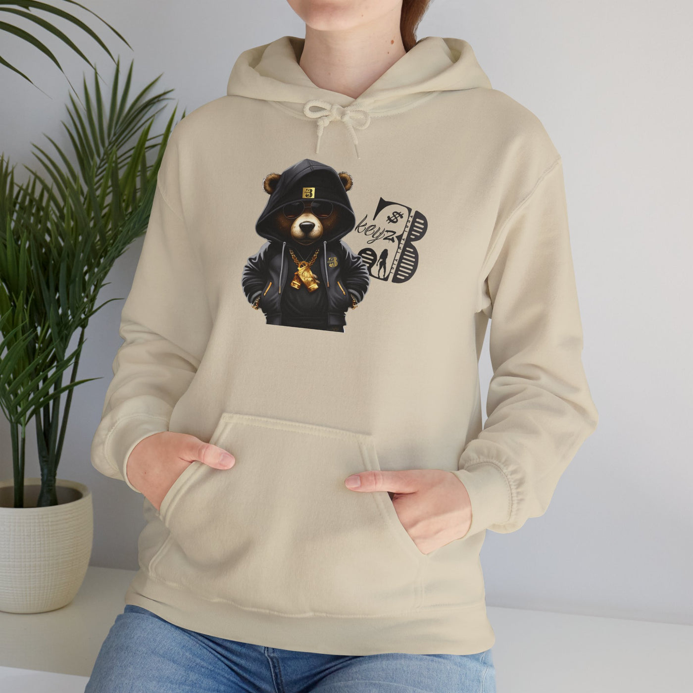 Unisex Hooded Sweatshirt 3keyz OG Teddy Drip Design Grey