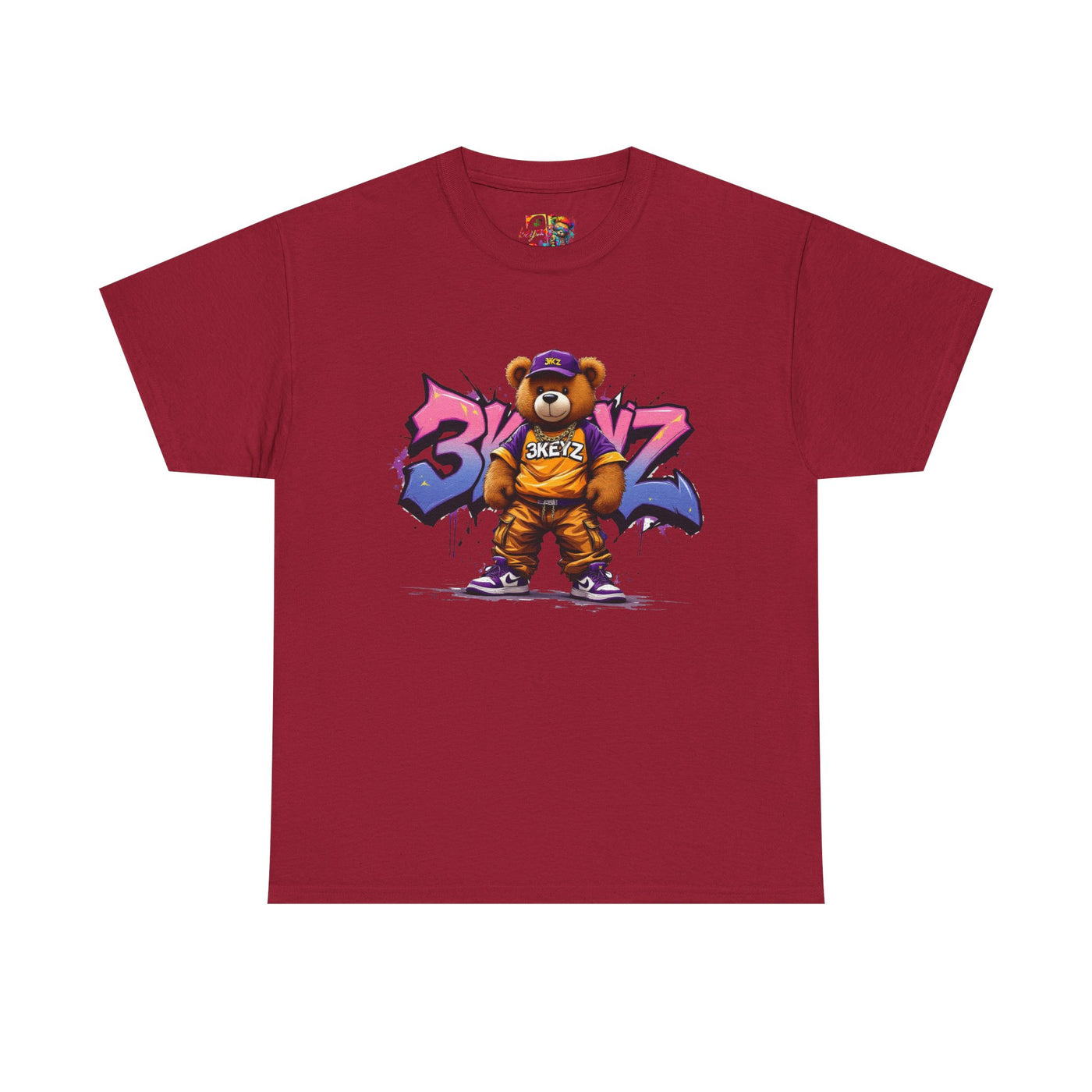 Teddy Drip Unisex Tee in Pink and Purple