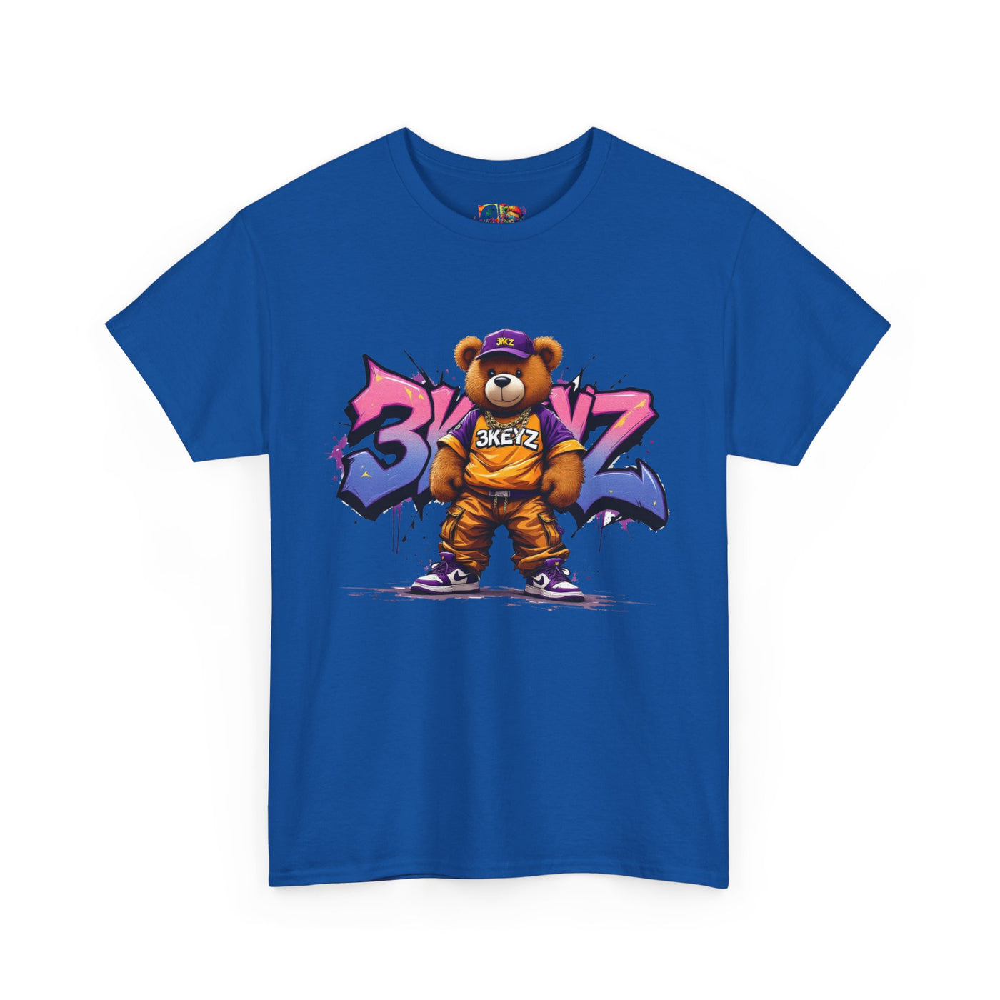 Teddy Drip Unisex Tee in Pink and Purple