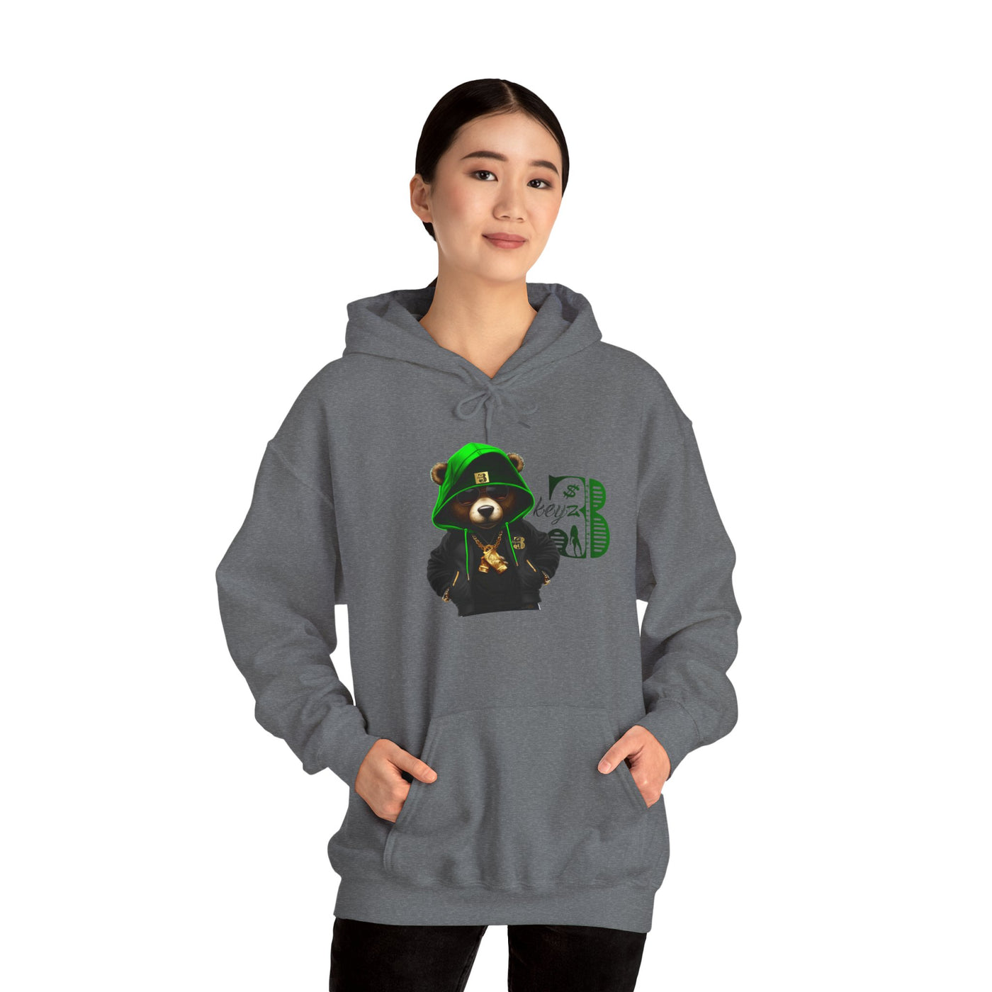 Unisex Hooded Sweatshirt 3keyz OG Teddy Drip Design Lime/Black