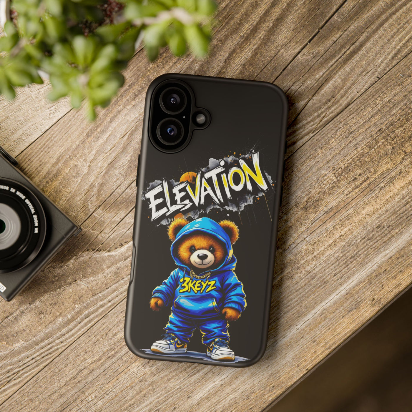 Elevated street drip Bear Black Phone Case - Tough and Trendy Design