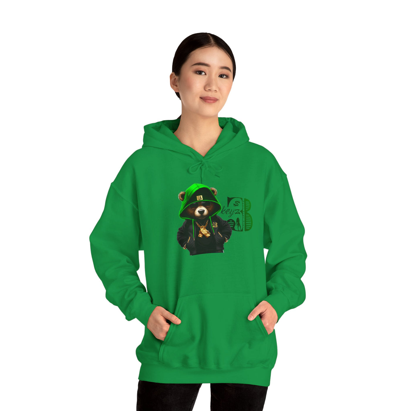 Unisex Hooded Sweatshirt 3keyz OG Teddy Drip Design Lime/Black