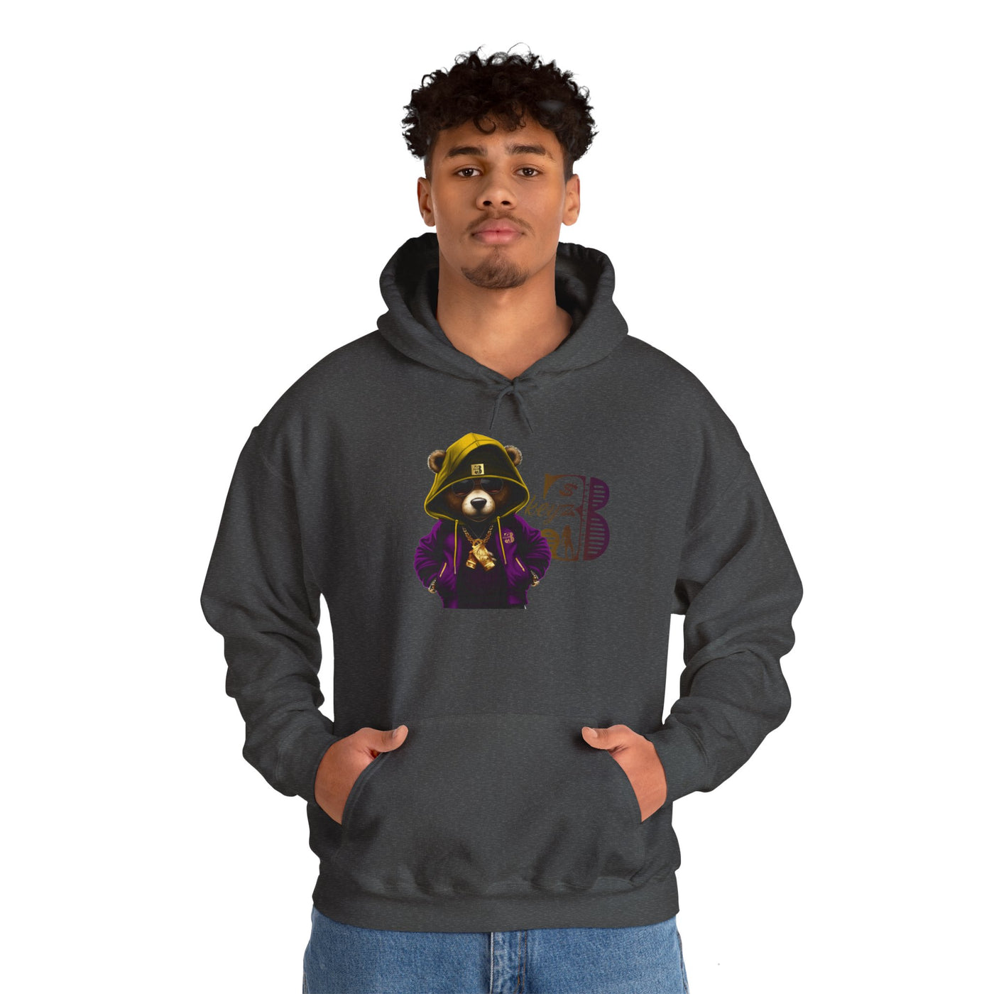 Unisex Hooded Sweatshirt 3keyz OG Teddy Drip Design Purple/Gold