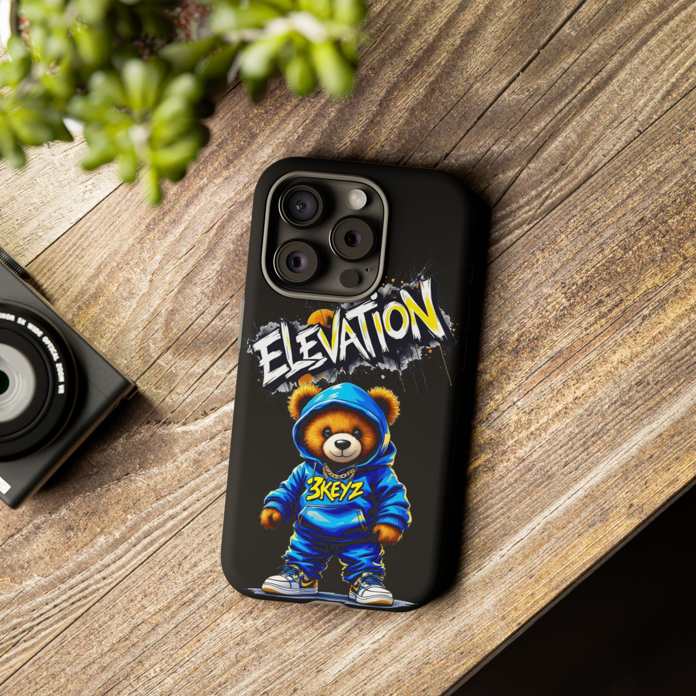 Elevated street drip Bear Black Phone Case - Tough and Trendy Design