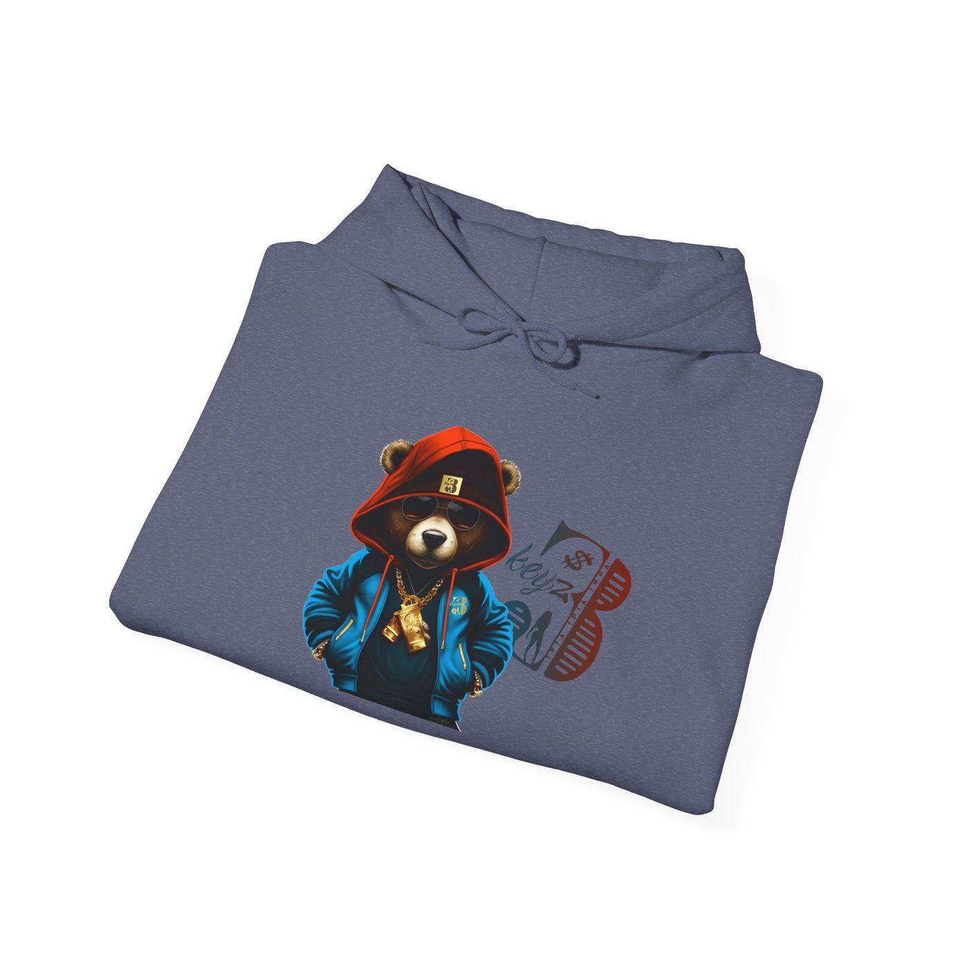 Unisex Hooded Sweatshirt 3keyz OG Teddy Drip Design Blue/Orange