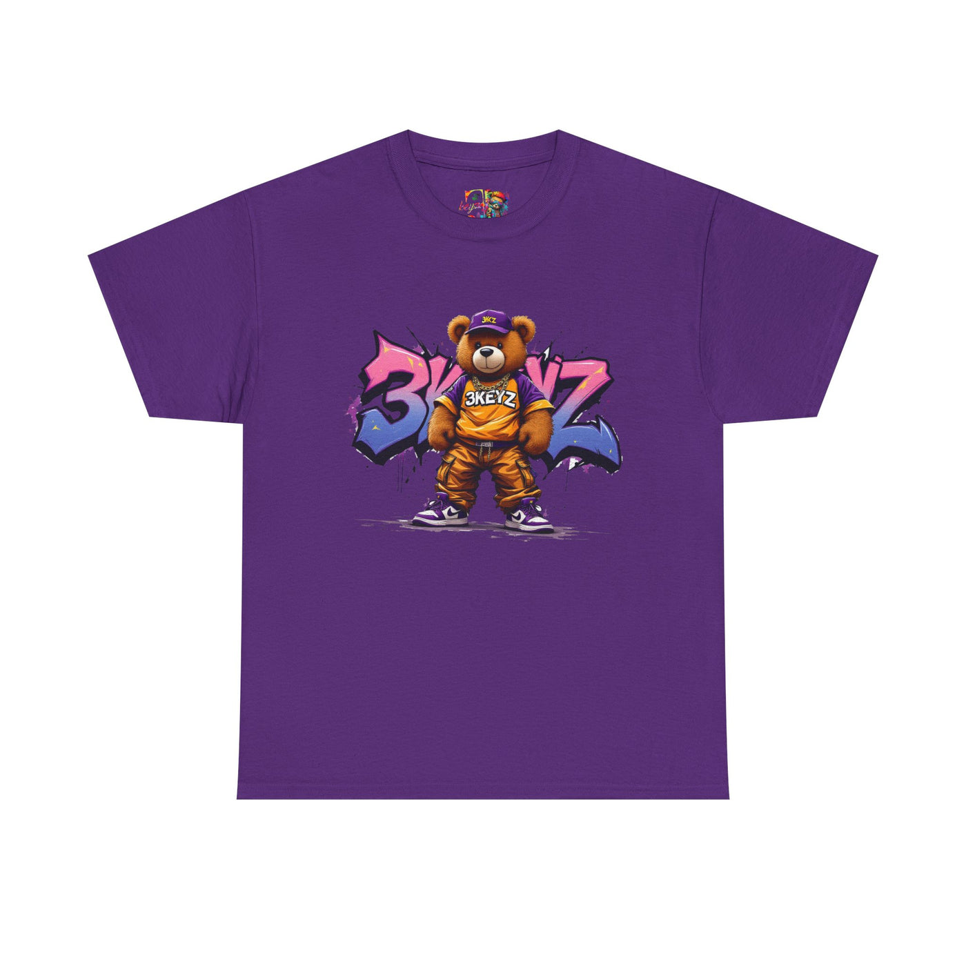 Teddy Drip Unisex Tee in Pink and Purple