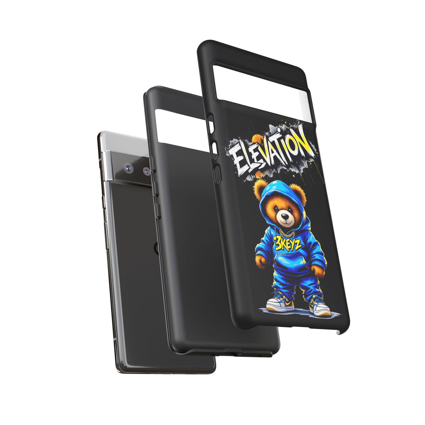 Elevated street drip Bear Black Phone Case - Tough and Trendy Design